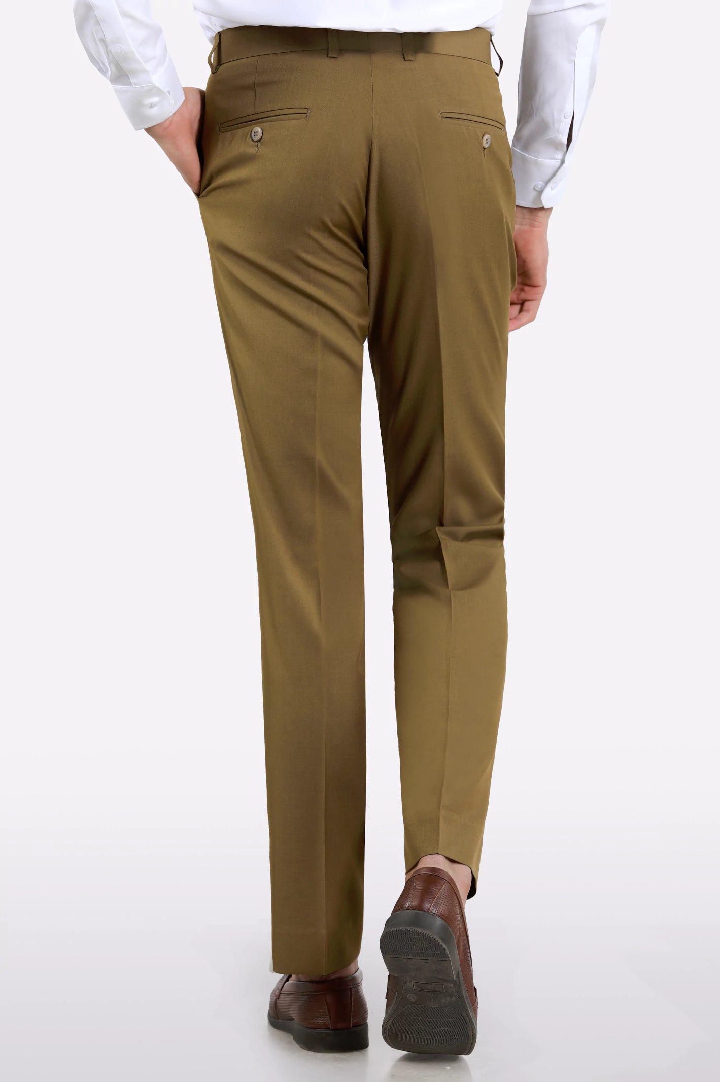 Khaki Regular Fit Formal Trouser - Image 3