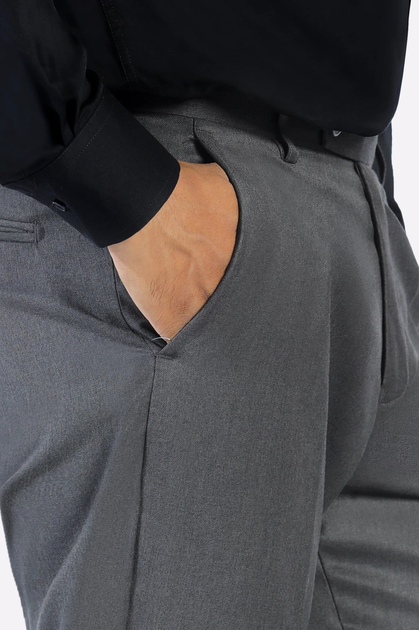 Dark Grey Regular Fit Formal Trouser - Image 2