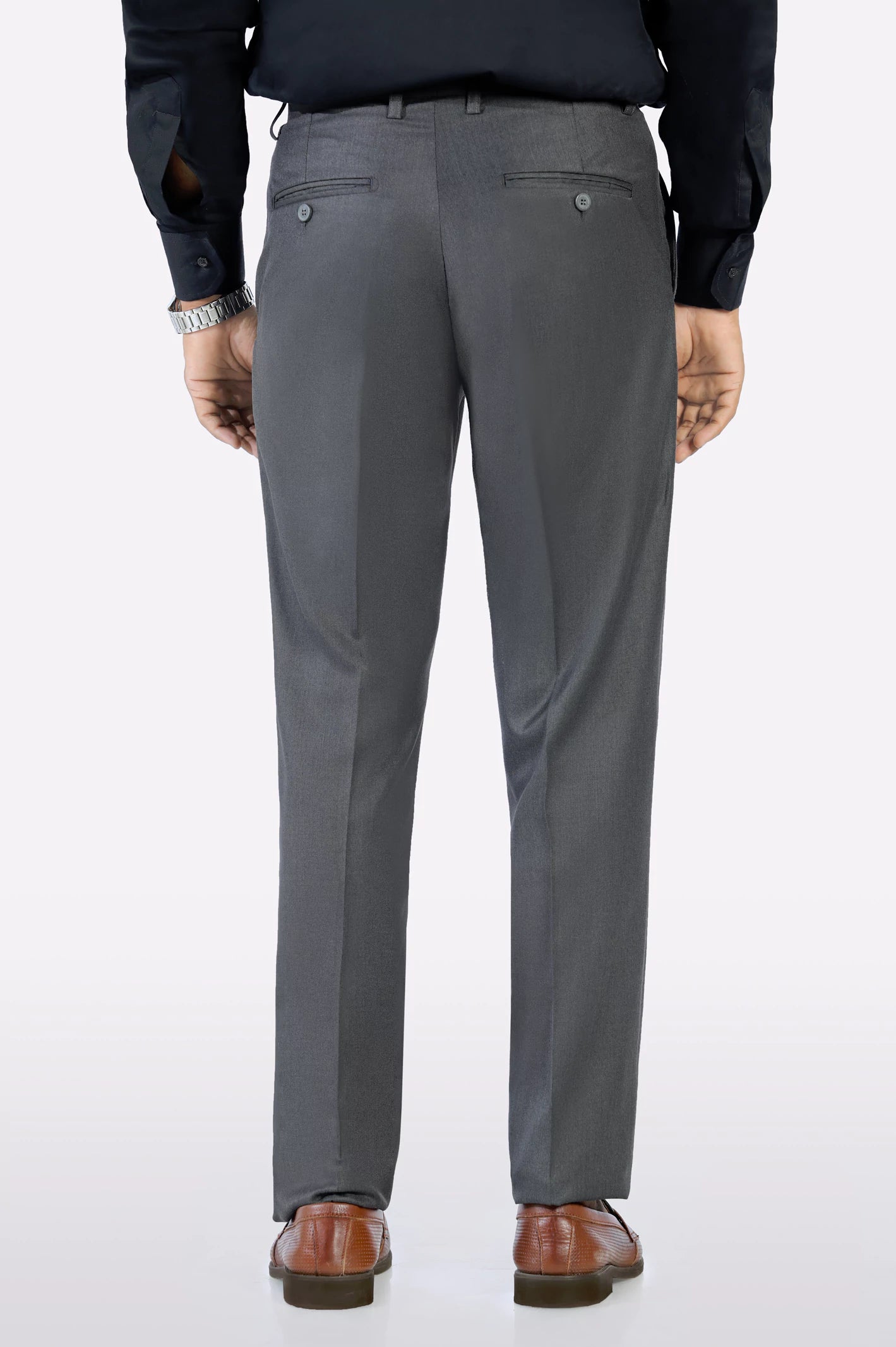 Dark Grey Regular Fit Formal Trouser - Image 3