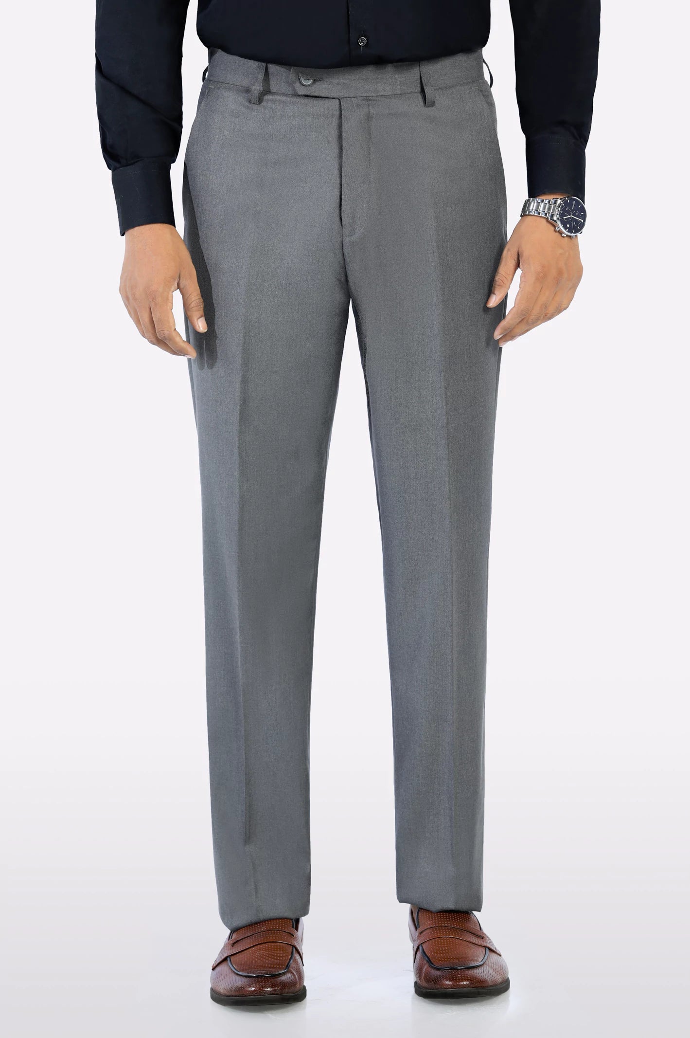 Grey Regular Fit Formal Trouser
