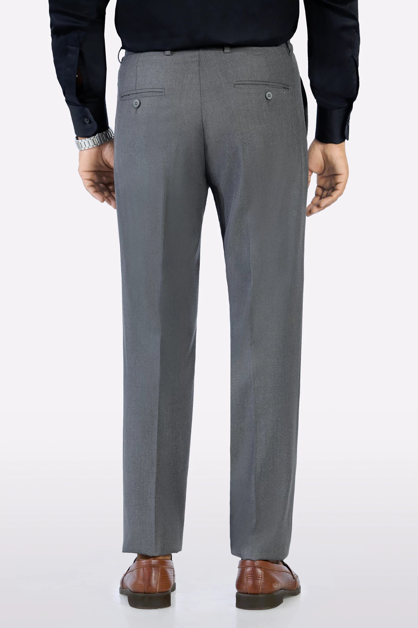 Grey Regular Fit Formal Trouser - Image 3
