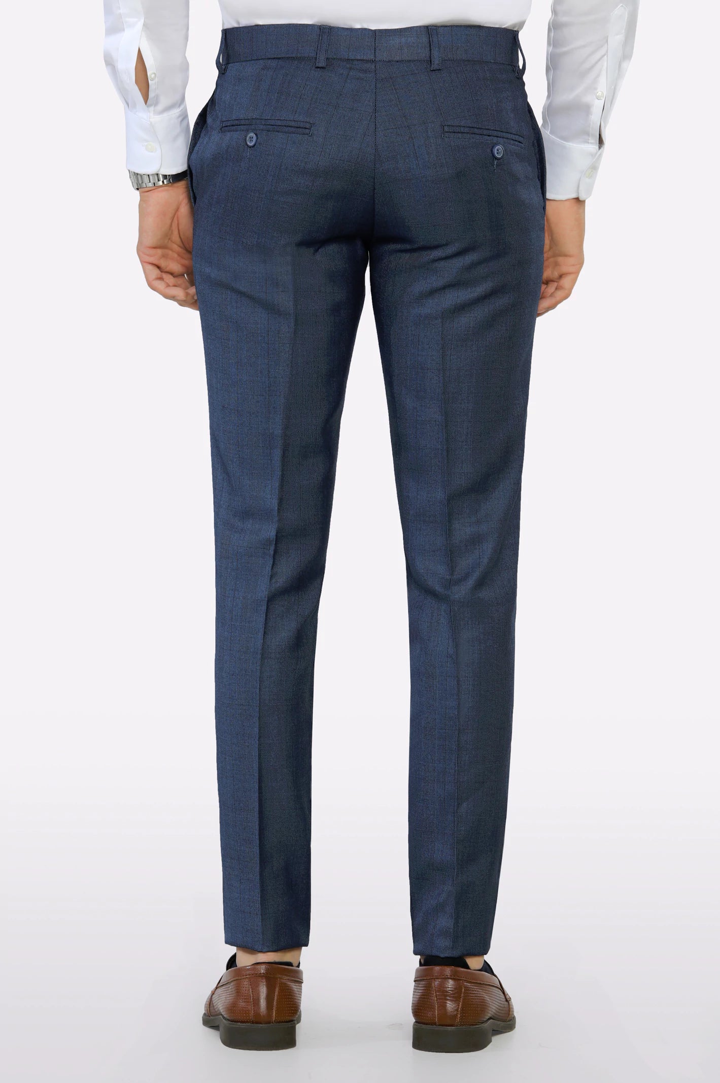 Royal Blue Slim Fit Formal Trouser - Image 3