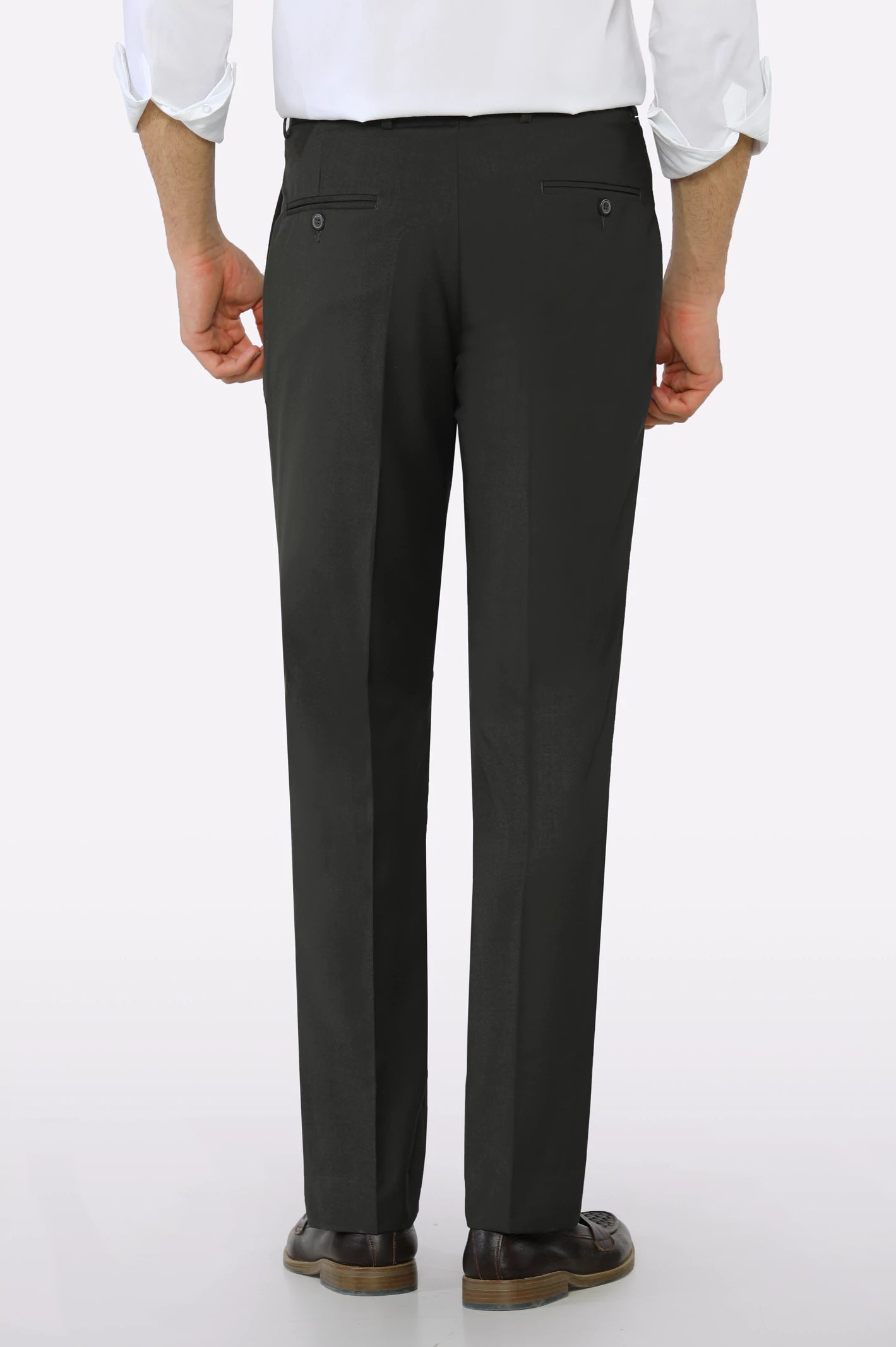 Dark Olive Regular Fit Formal Trouser - Image 3
