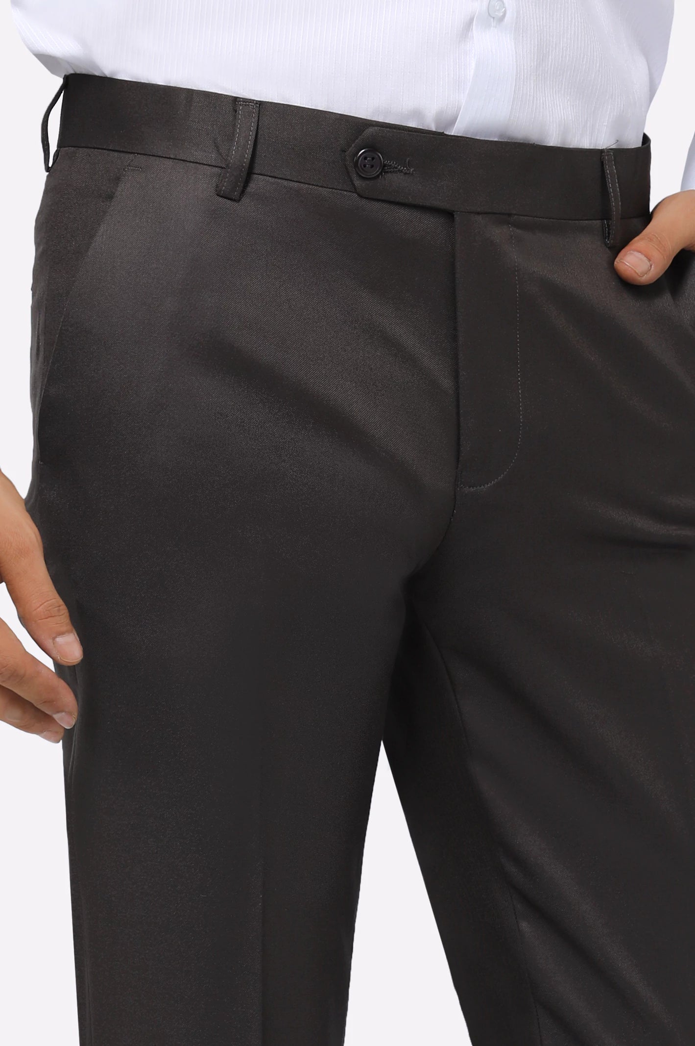 Dark Brown Smart Fit Formal Trouser - Image 2