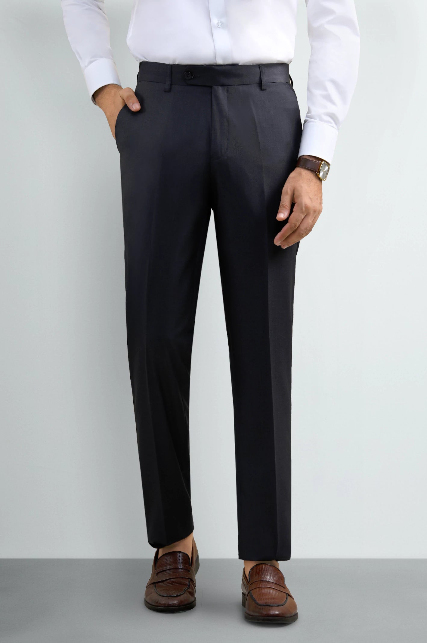 Dark Grey Regular Fit Formal Trouser