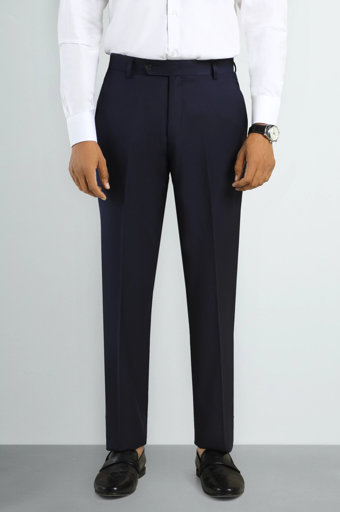 Navy Blue Regular Fit Formal Trouser