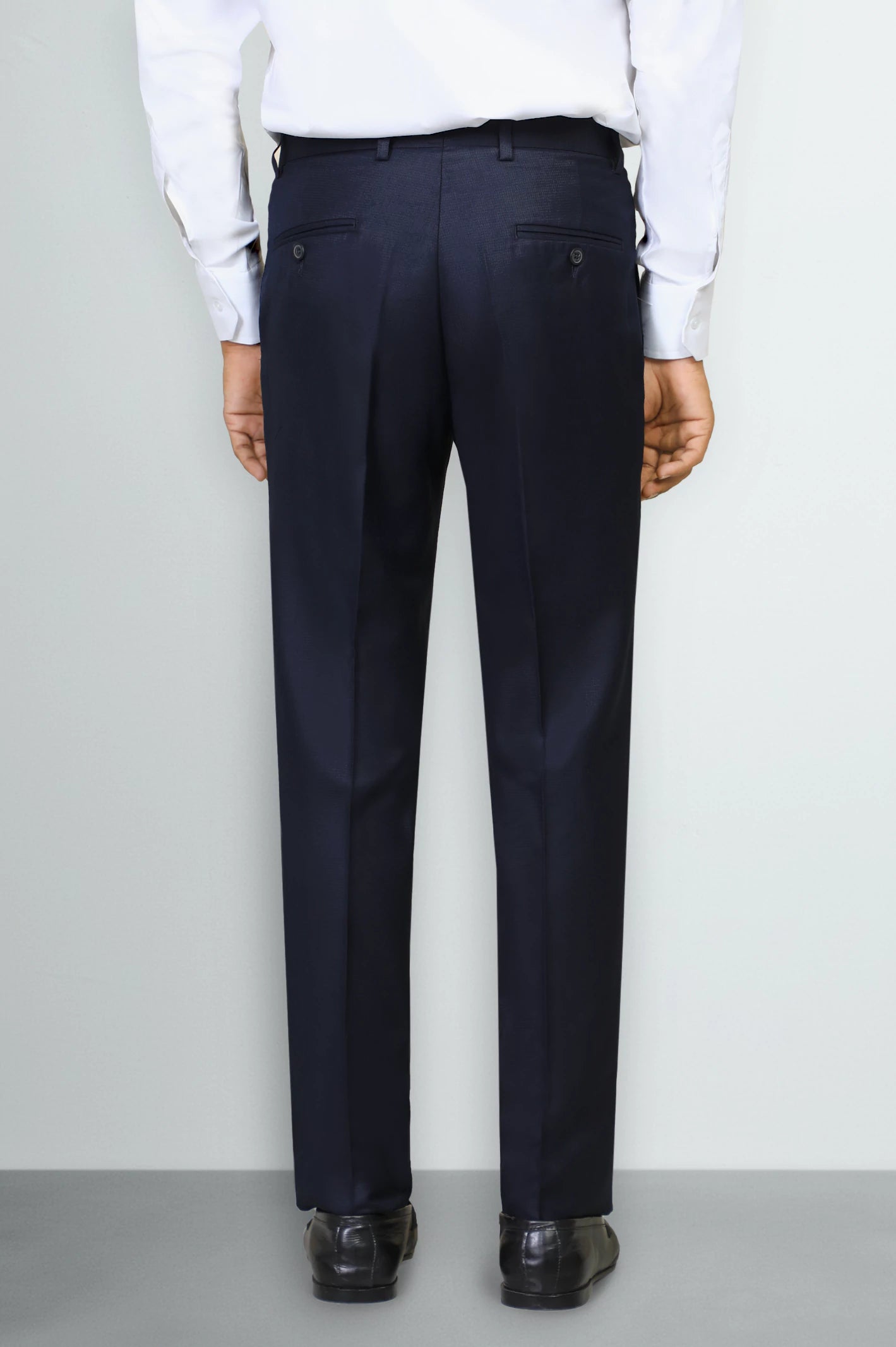 Navy Blue Regular Fit Formal Trouser - Image 3