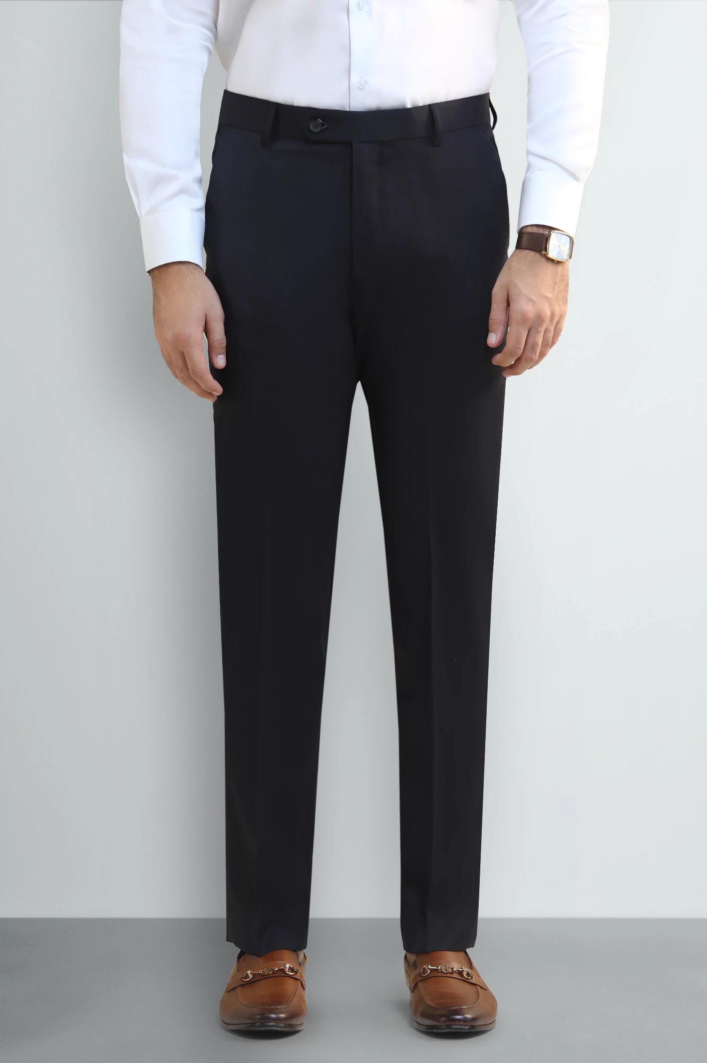 Navy Blue Regular Fit Formal Trouser