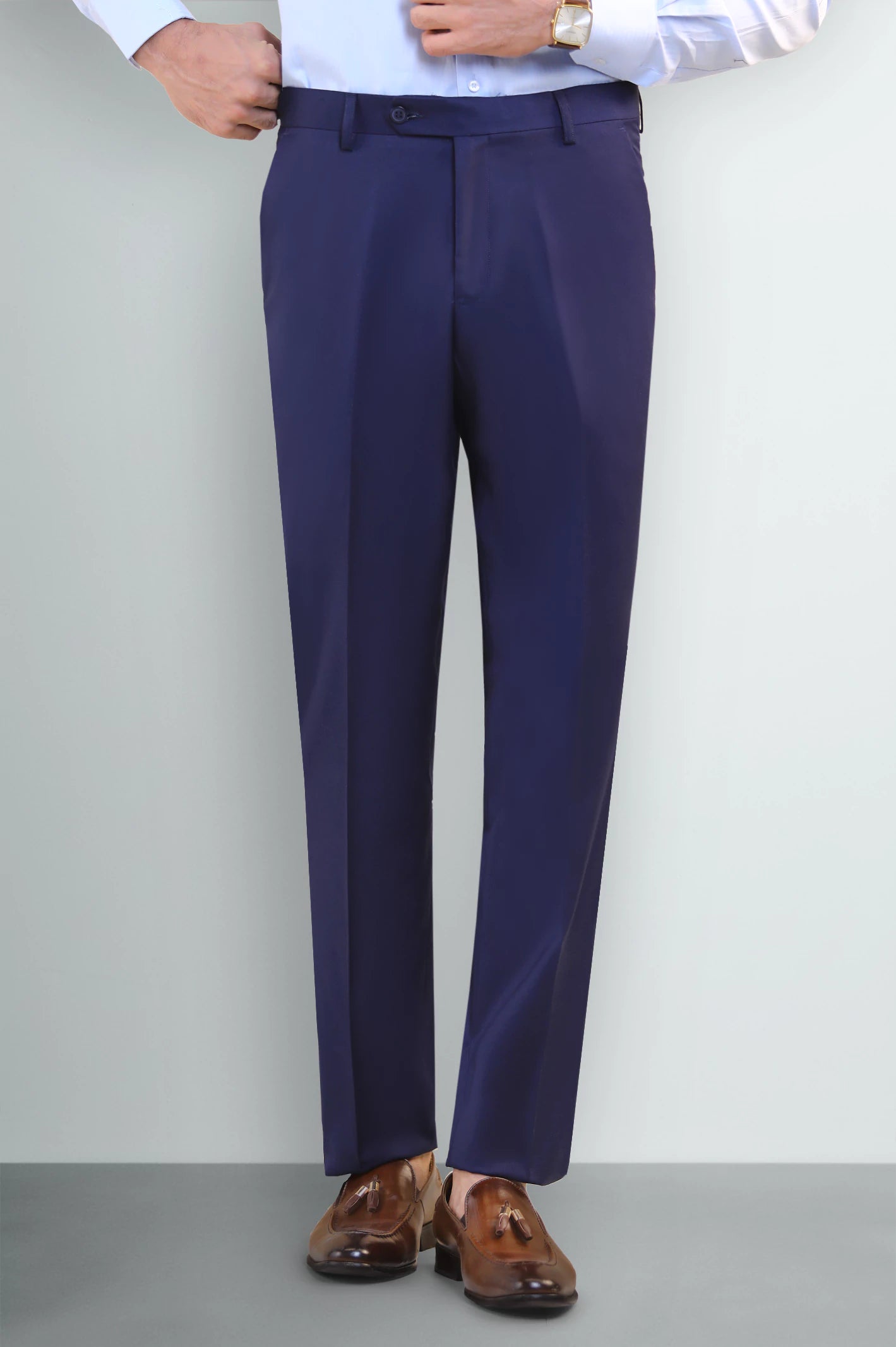 Royal Blue Regular Fit Formal Trouser