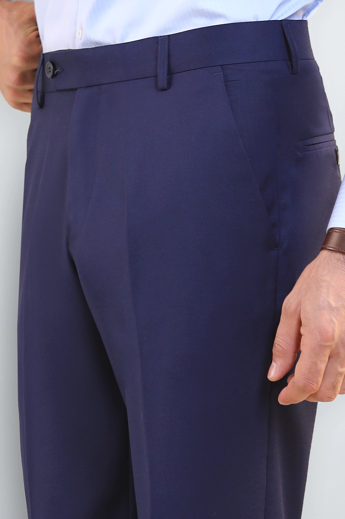 Royal Blue Regular Fit Formal Trouser - Image 2