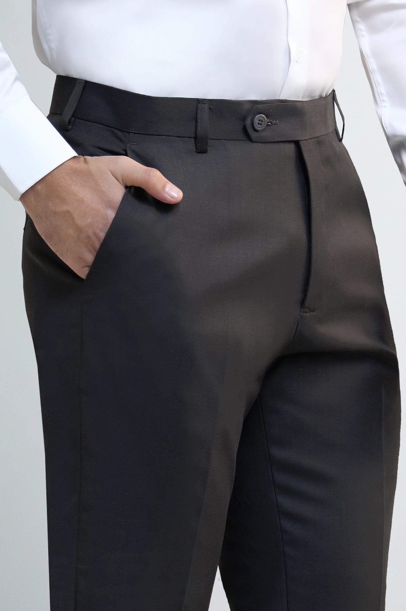 Dark Grey Regular Fit Formal Trouser - Image 2