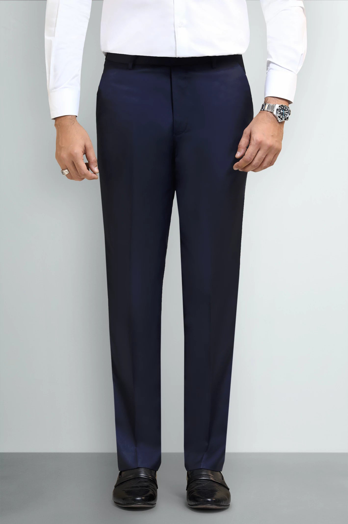 Navy Blue Regular Fit Formal Trouser