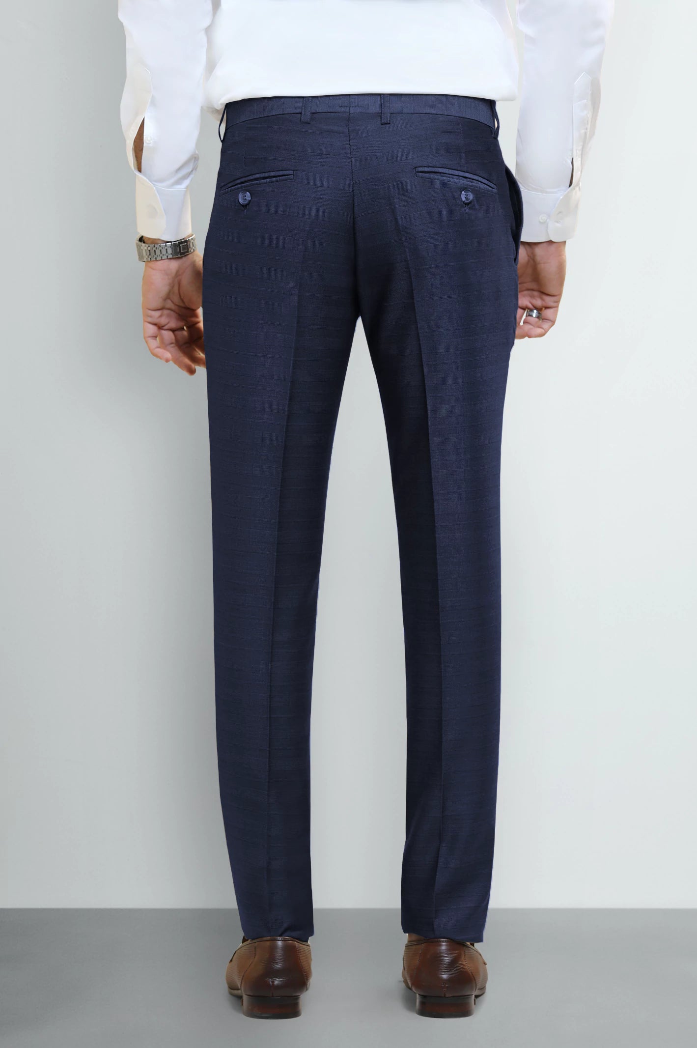 Navy Blue Slim Fit Formal Trouser - Image 3