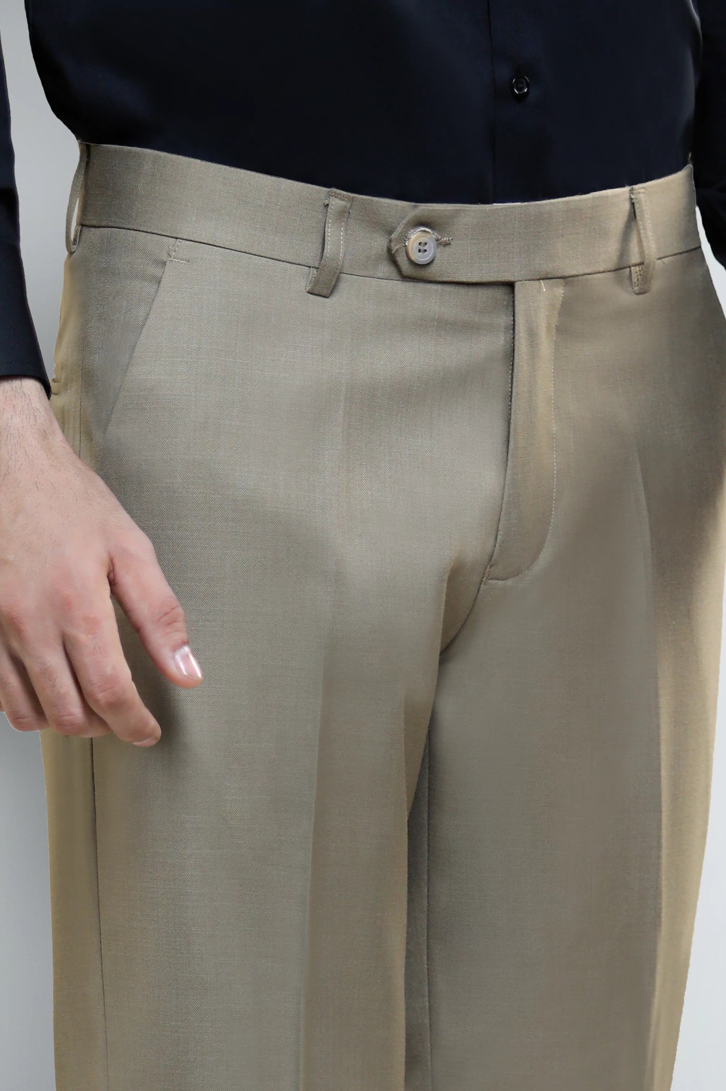 Beige Smart Fit Formal Trouser - Image 2