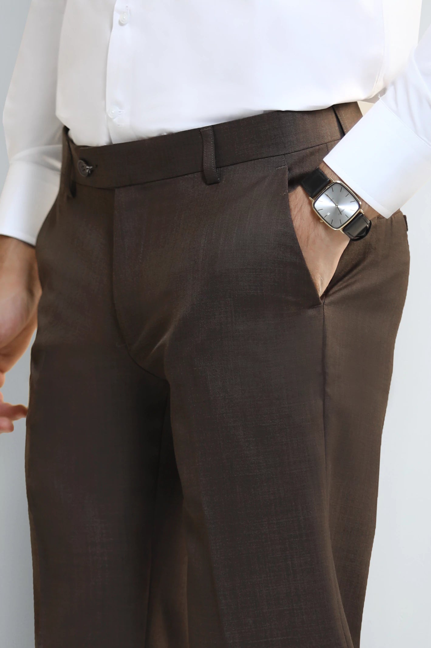 Brown Smart Fit Formal Trouser - Image 2