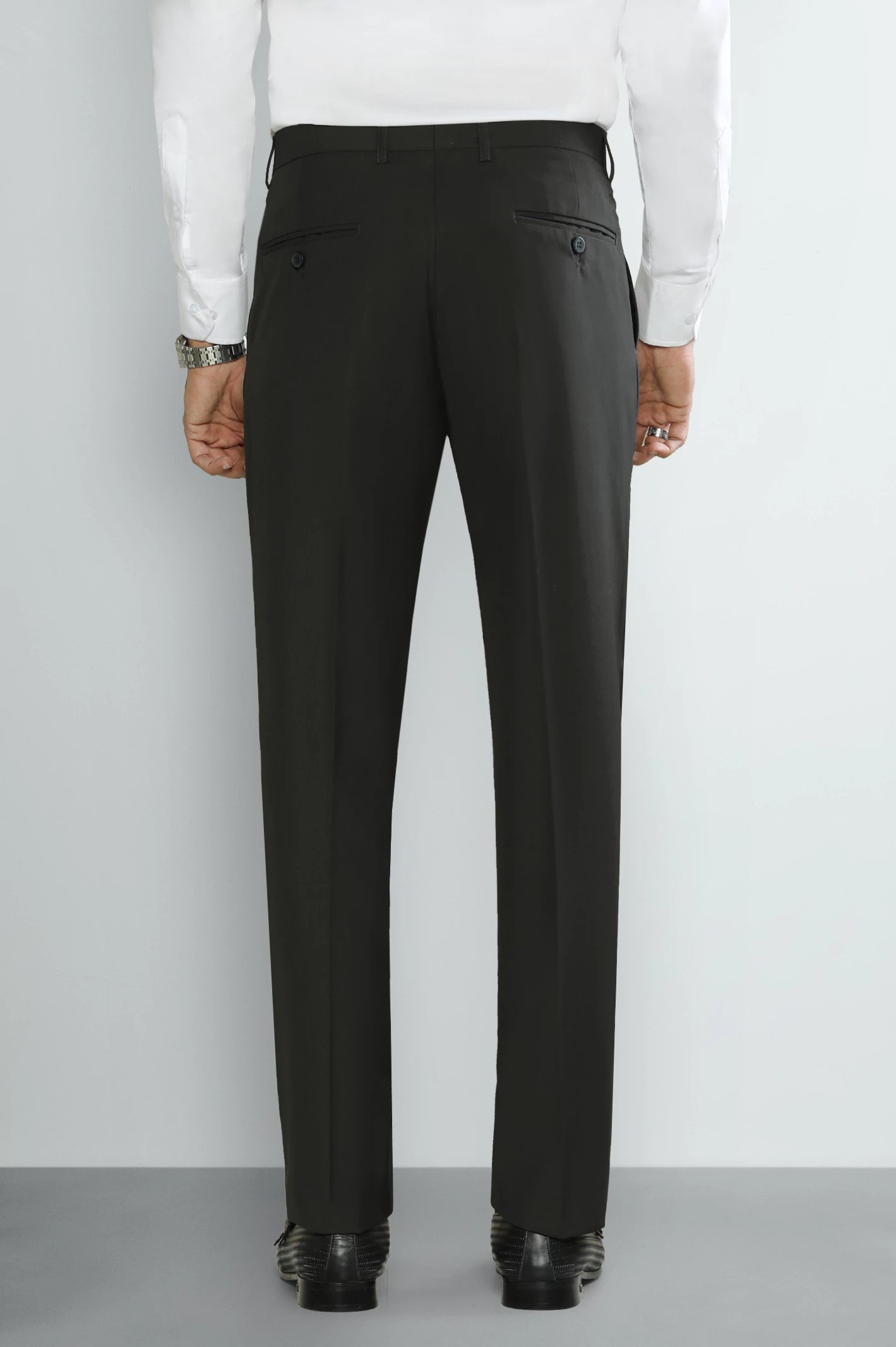 Dark Olive Regular Fit Formal Trouser - Image 3