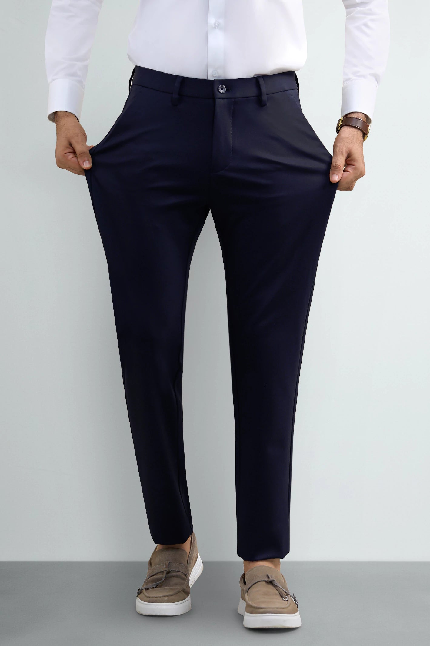 Navy Blue Stretchable Performance Pants - Image 2