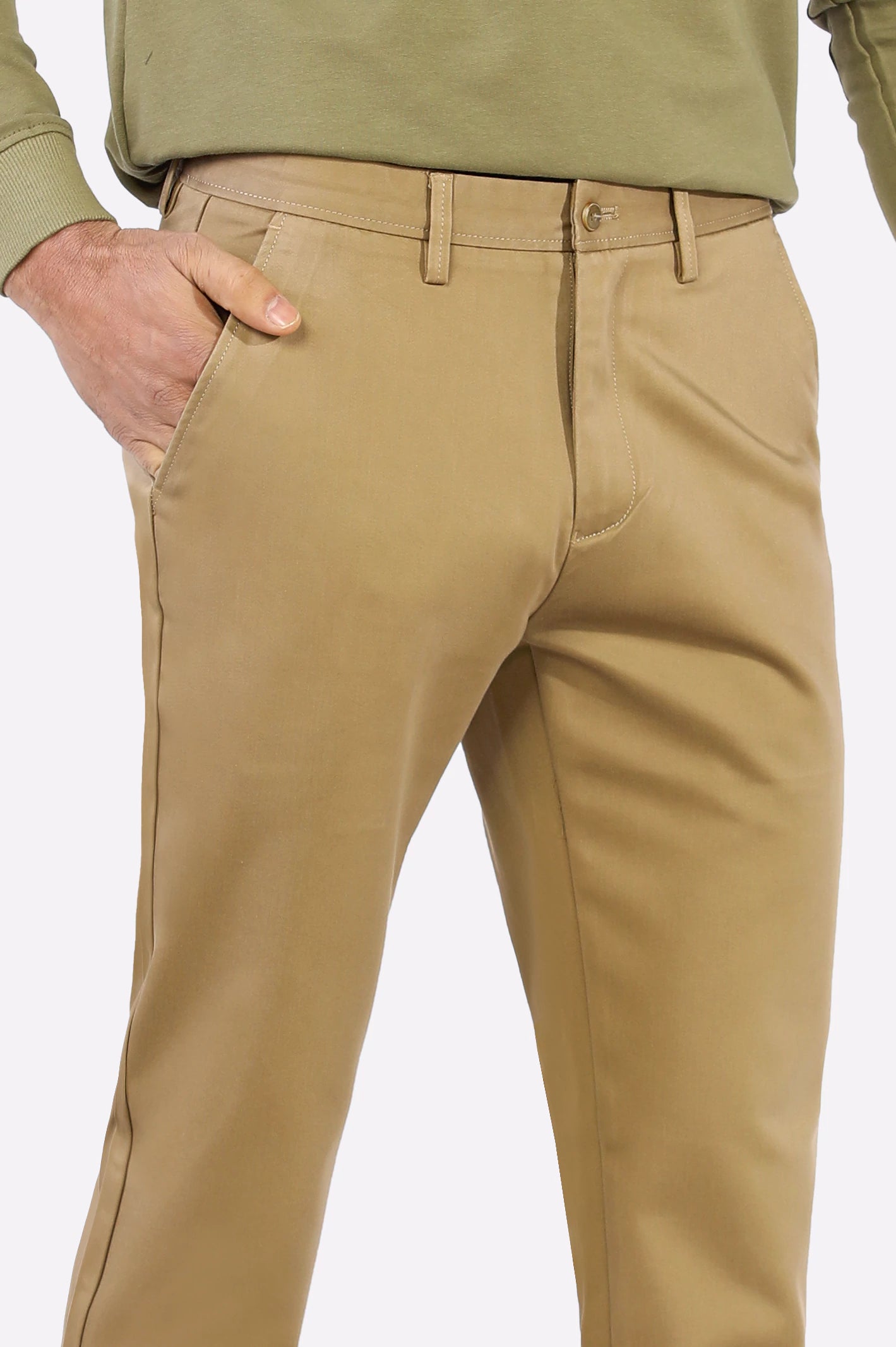 Dark Khaki Smart Fit Cotton Chino - Image 2