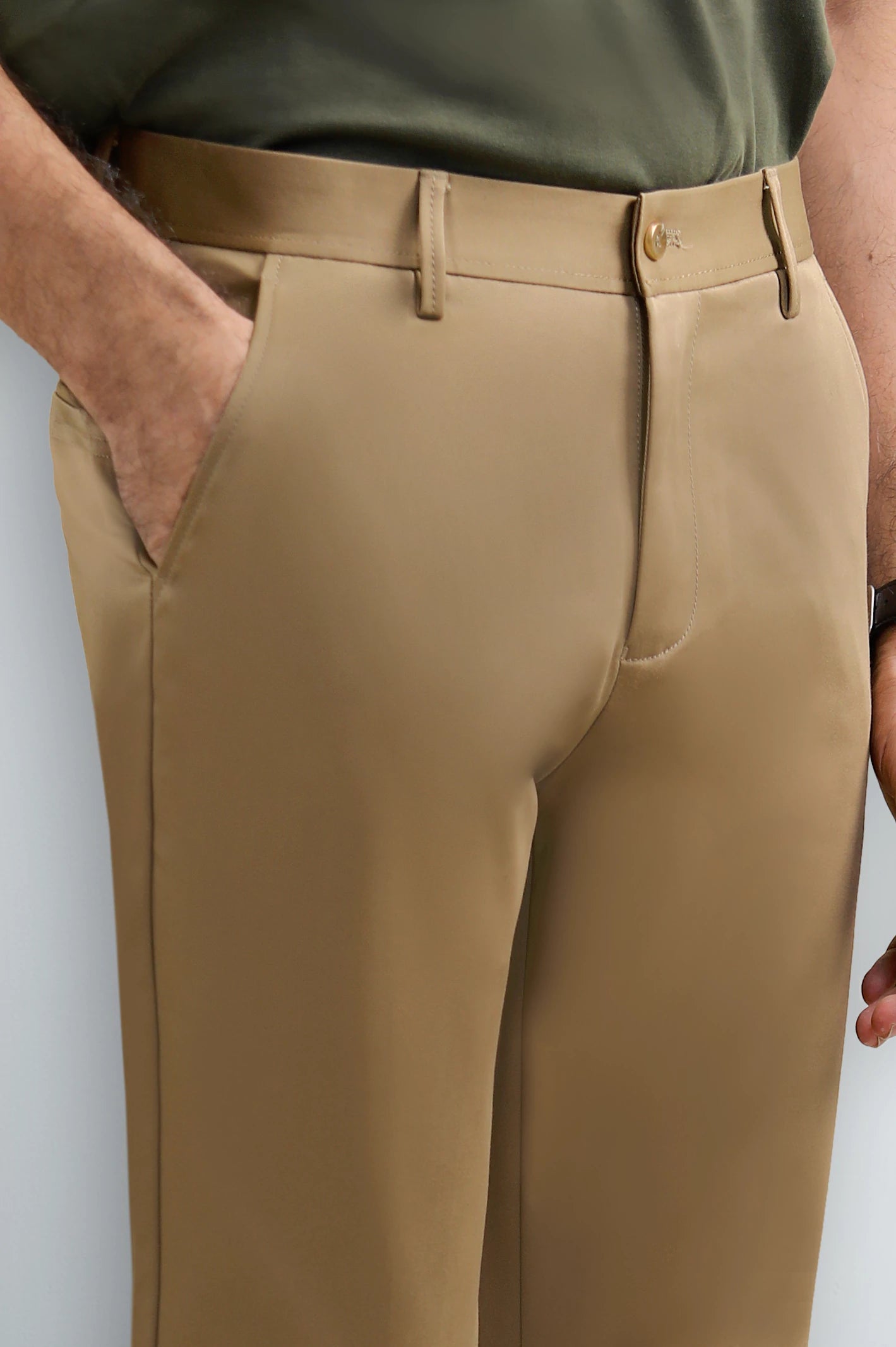 Dark Khaki Smart Fit Cotton Chino - Image 2