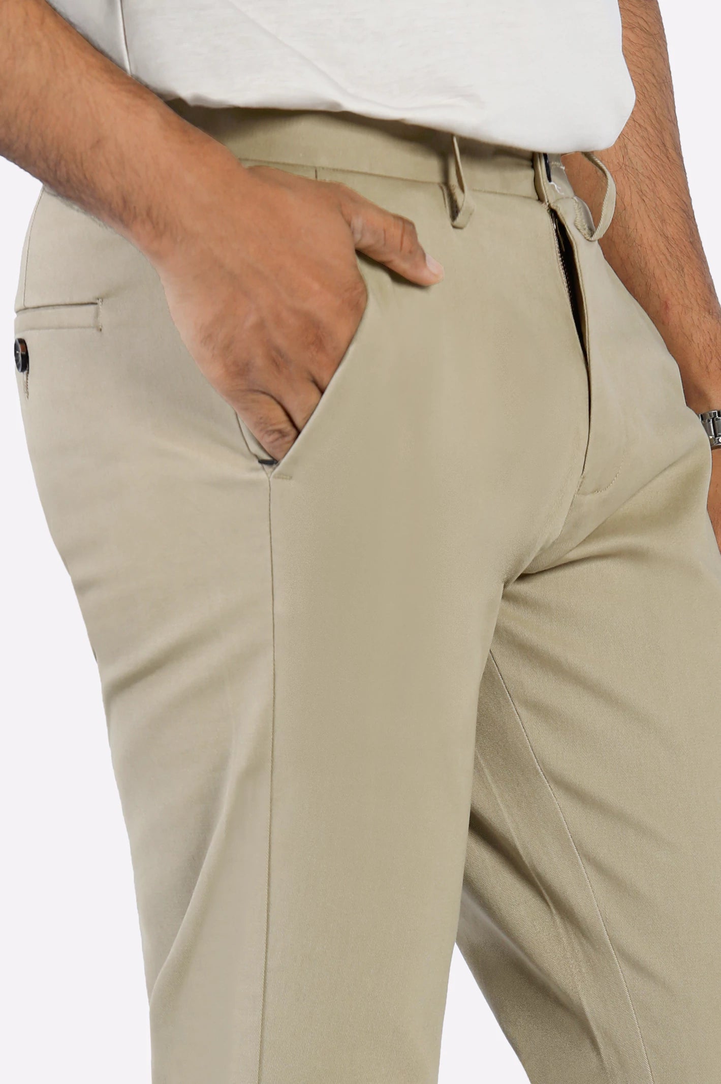 Light Khaki Smart Fit Cotton Chino - Image 2