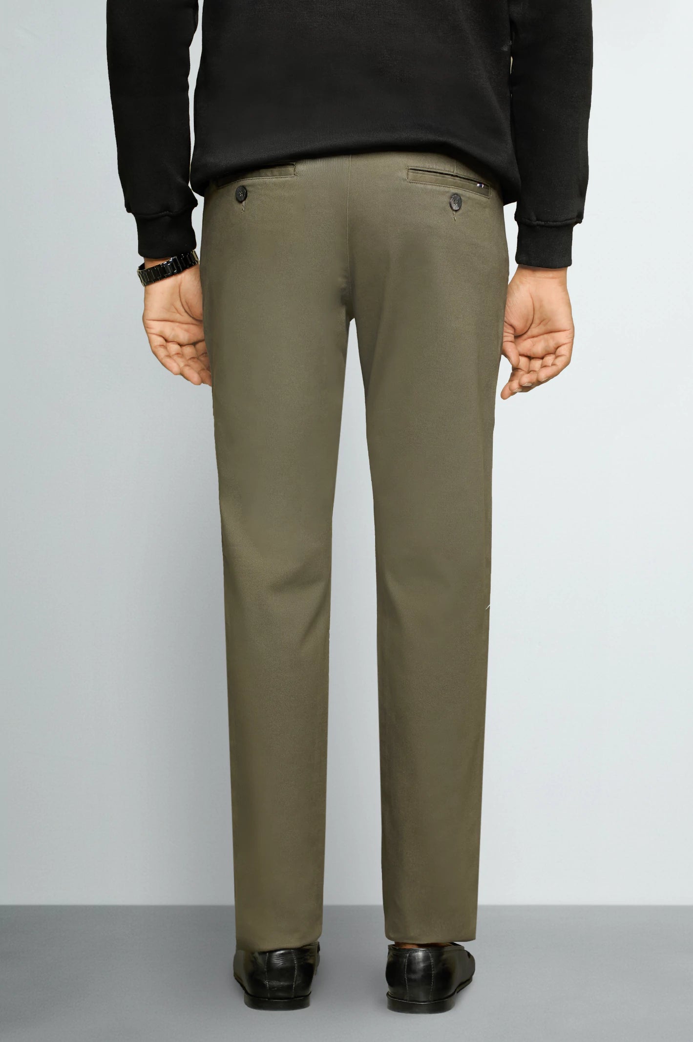 Dark Olive Smart Fit Cotton Chino - Image 3
