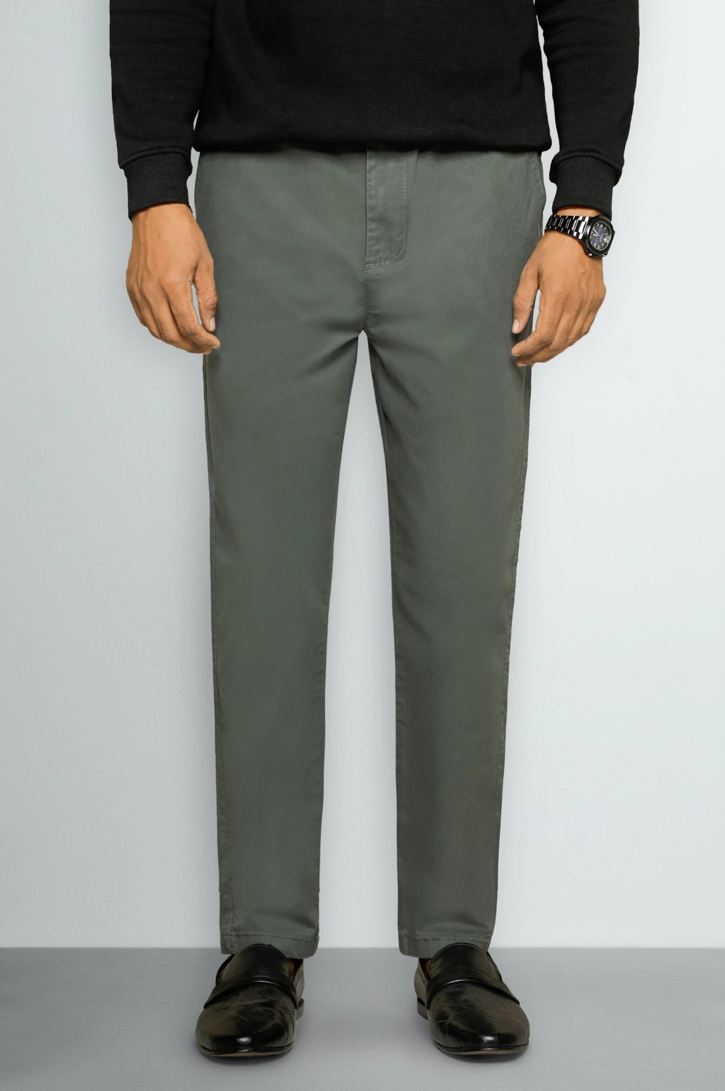 Dark Olive Smart Fit Cotton Pants