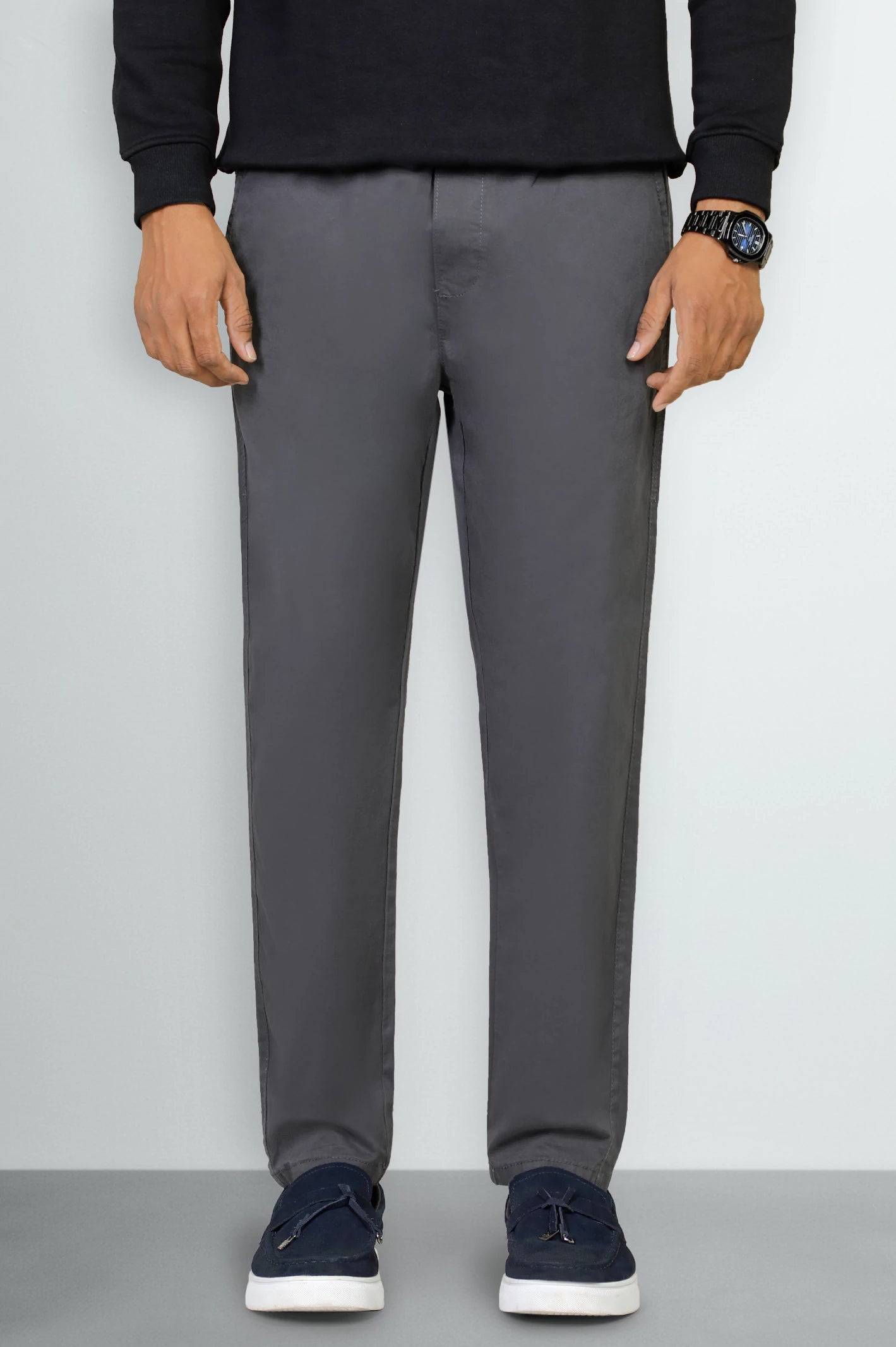 Dark Grey Smart Fit Cotton Pants
