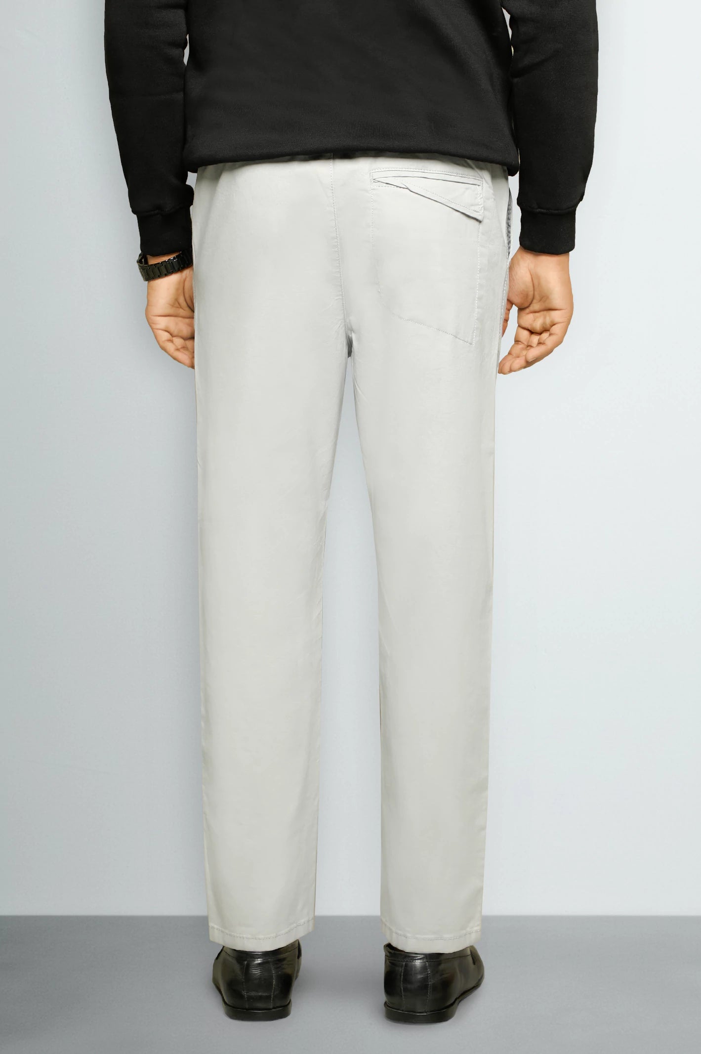 Light Grey Smart Fit Cotton Pants - Image 3