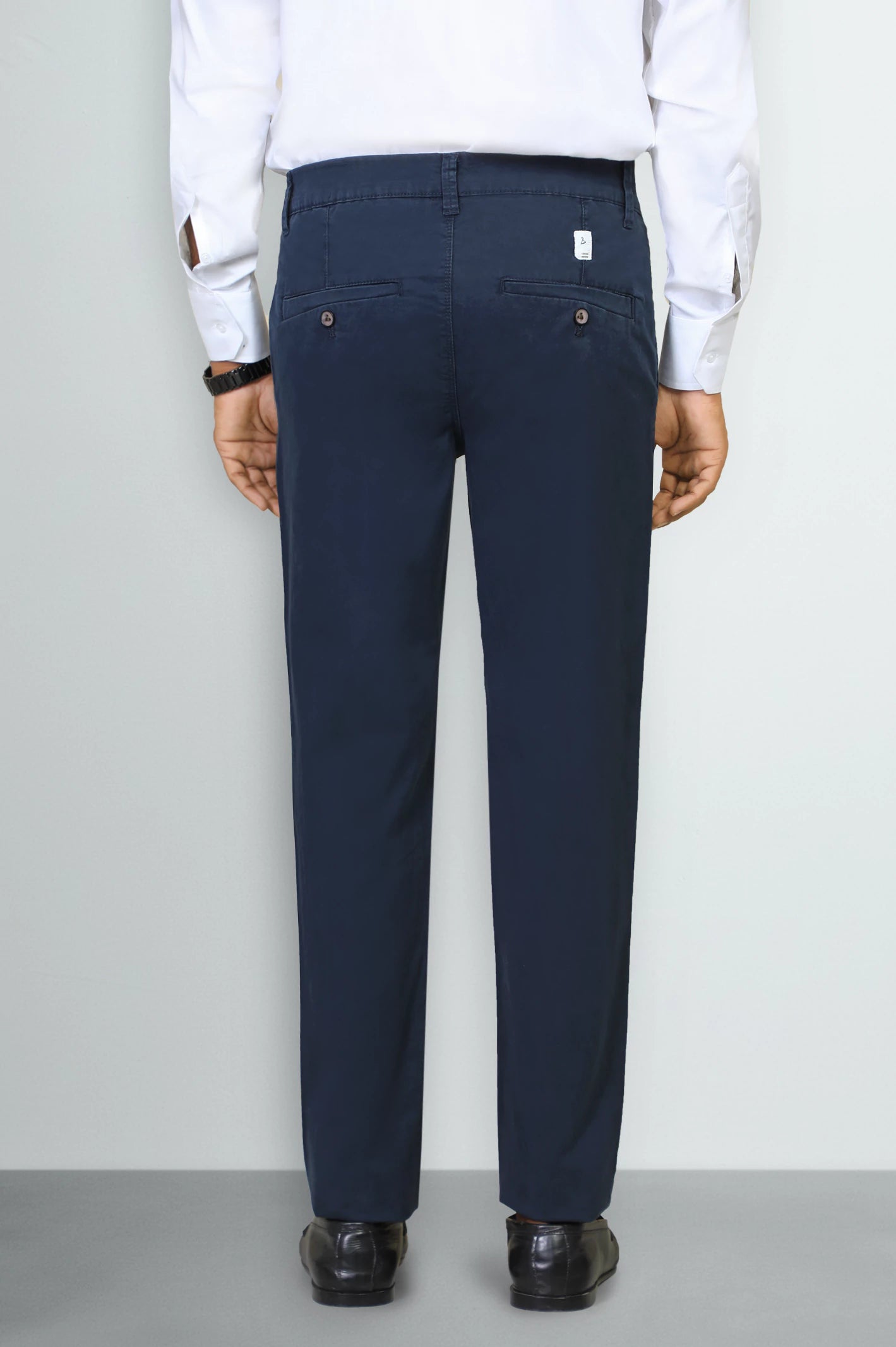 Navy Blue Smart Fit Cotton Pants - Image 3