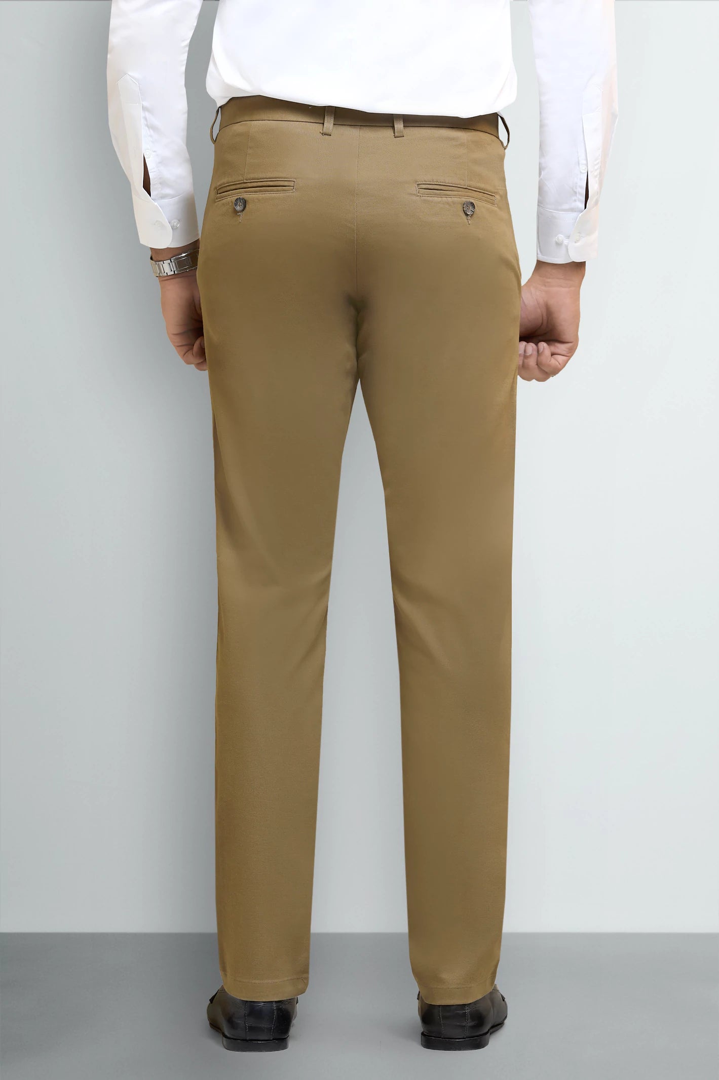 Dark Khaki Smart Fit Cotton Chinos - Image 3