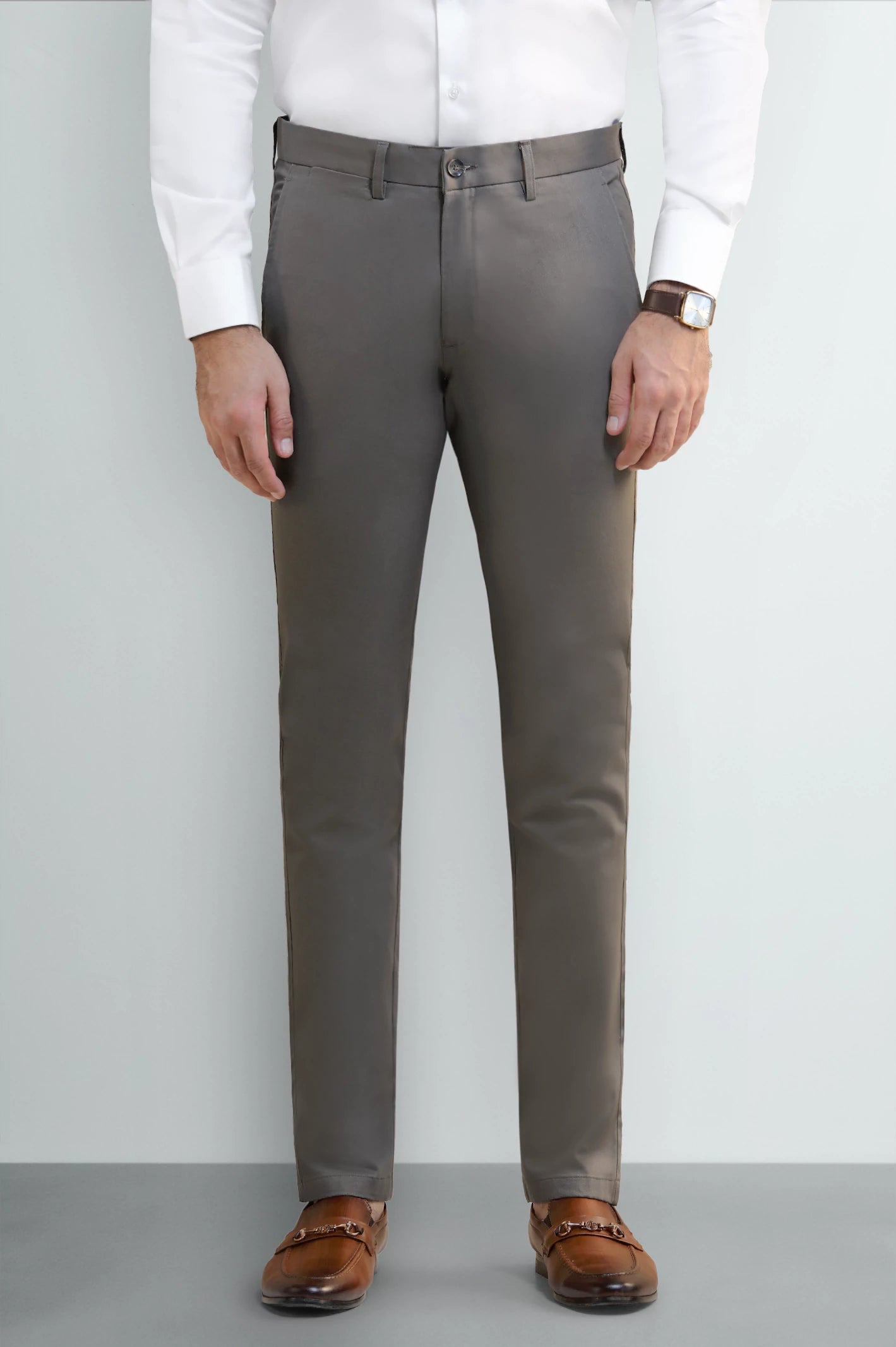 Medium Brown Smart Fit Cotton Chinos