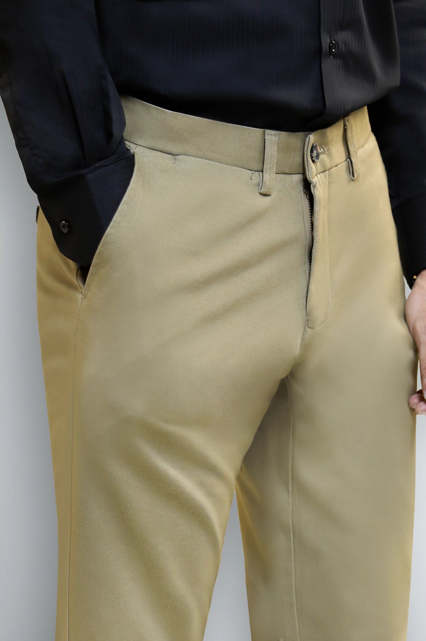 Light Khaki Smart Fit Cotton Chino - Image 2