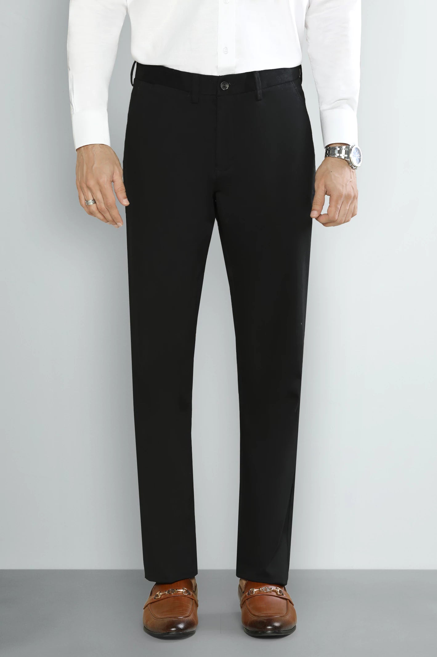 Black Regular Fit Cotton Chino