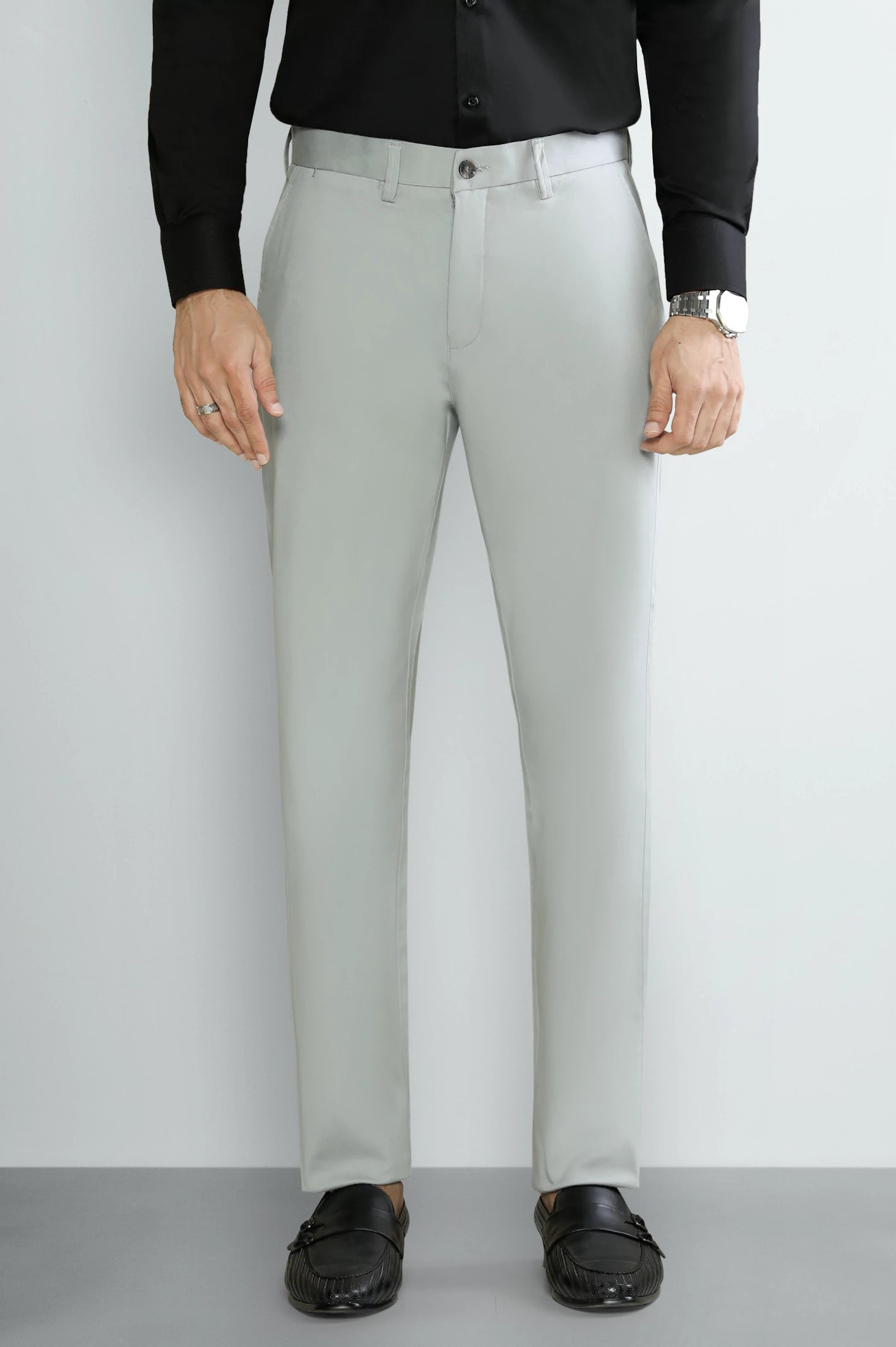 L-Grey Cotton Chino