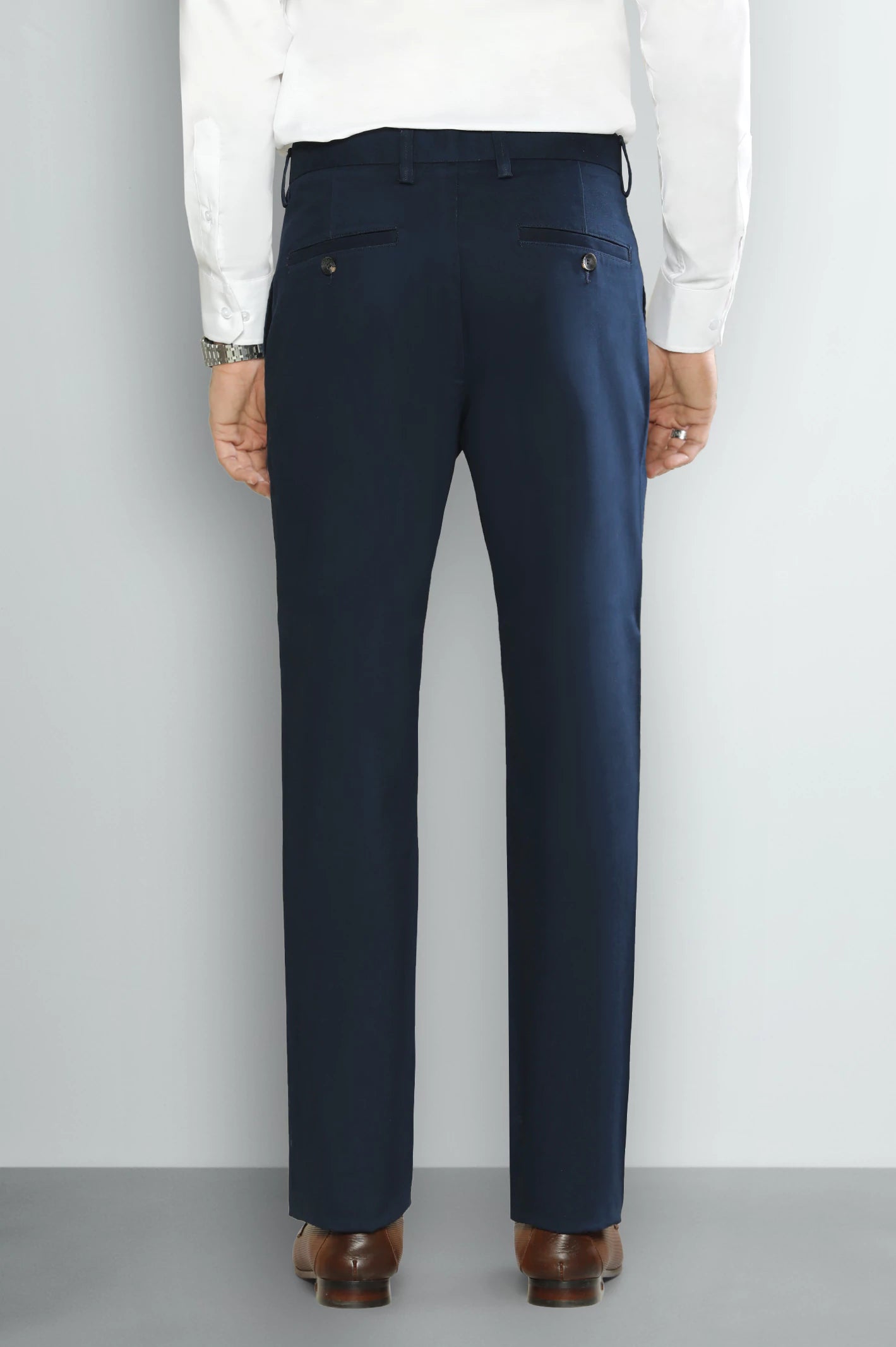 Royal Blue Regular Fit Cotton Chino - Image 3
