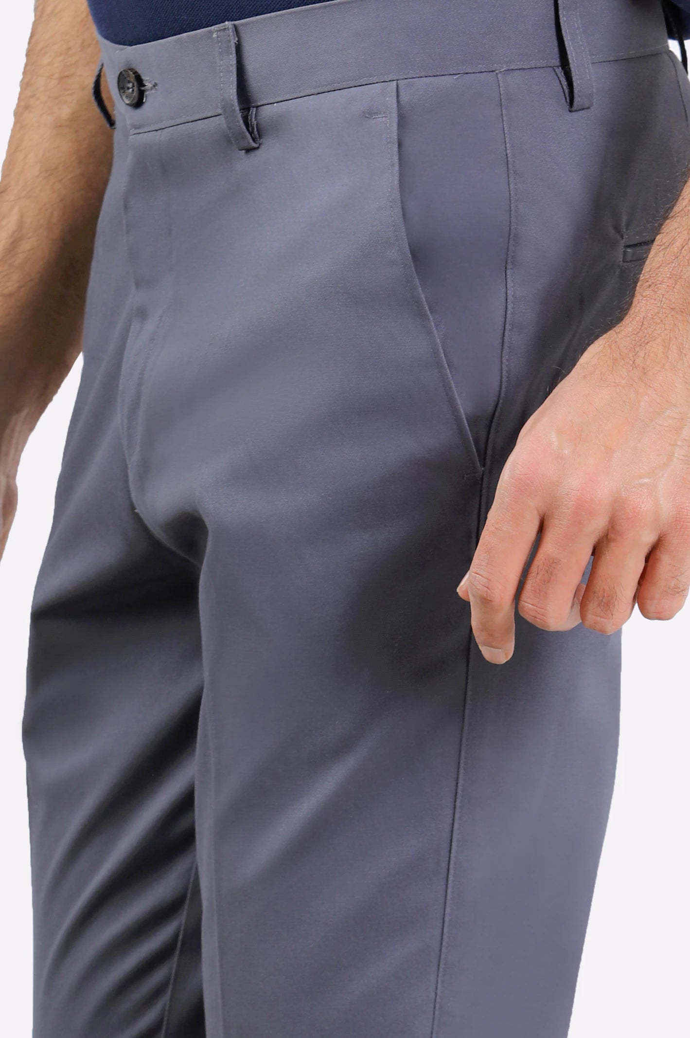 Grey Regular Fit Cotton Trouser - Image 2