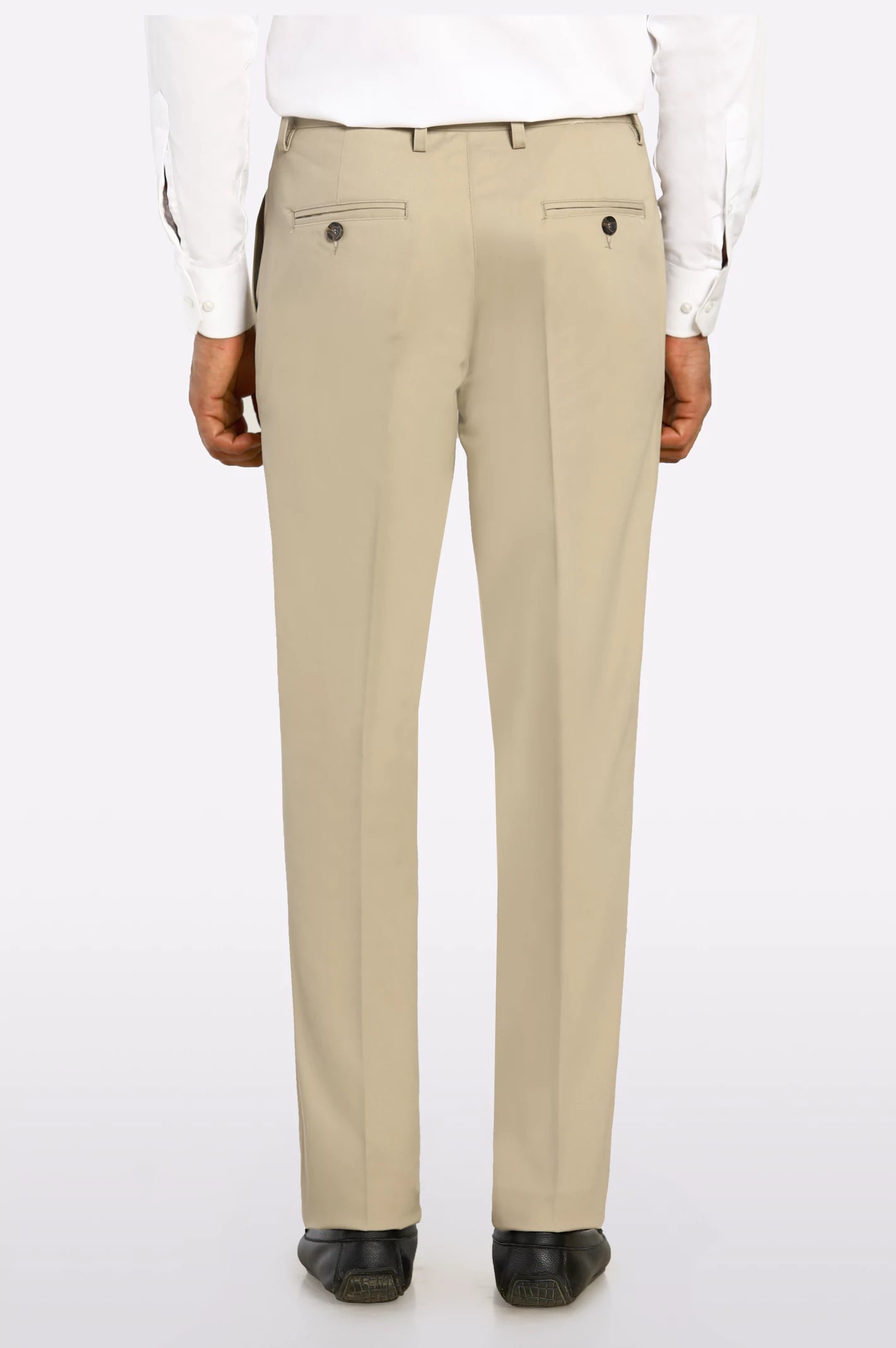 Beige Smart Fit Cotton Trouser - Image 3