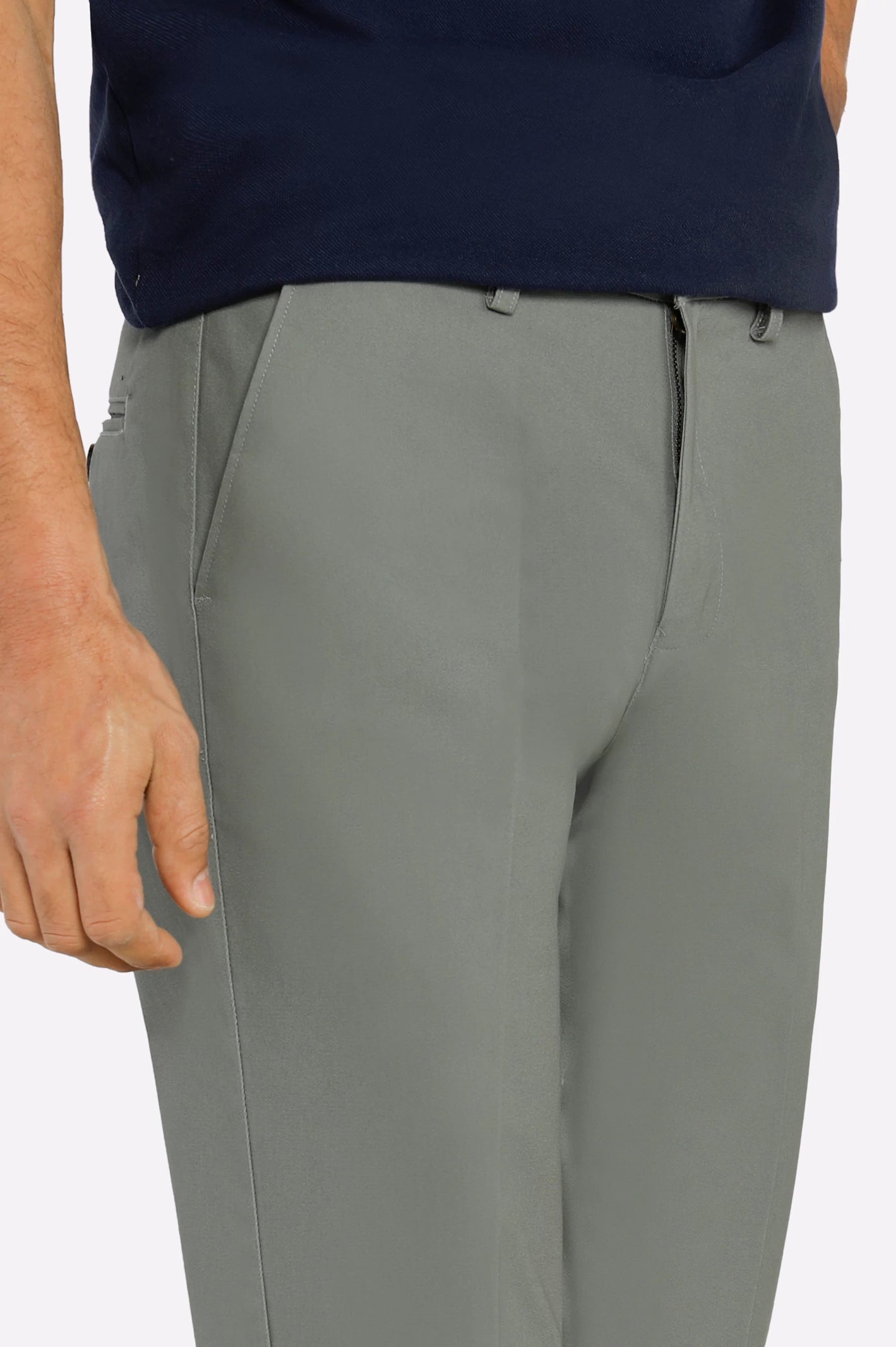 Charcoal Smart Fit Cotton Trouser - Image 2