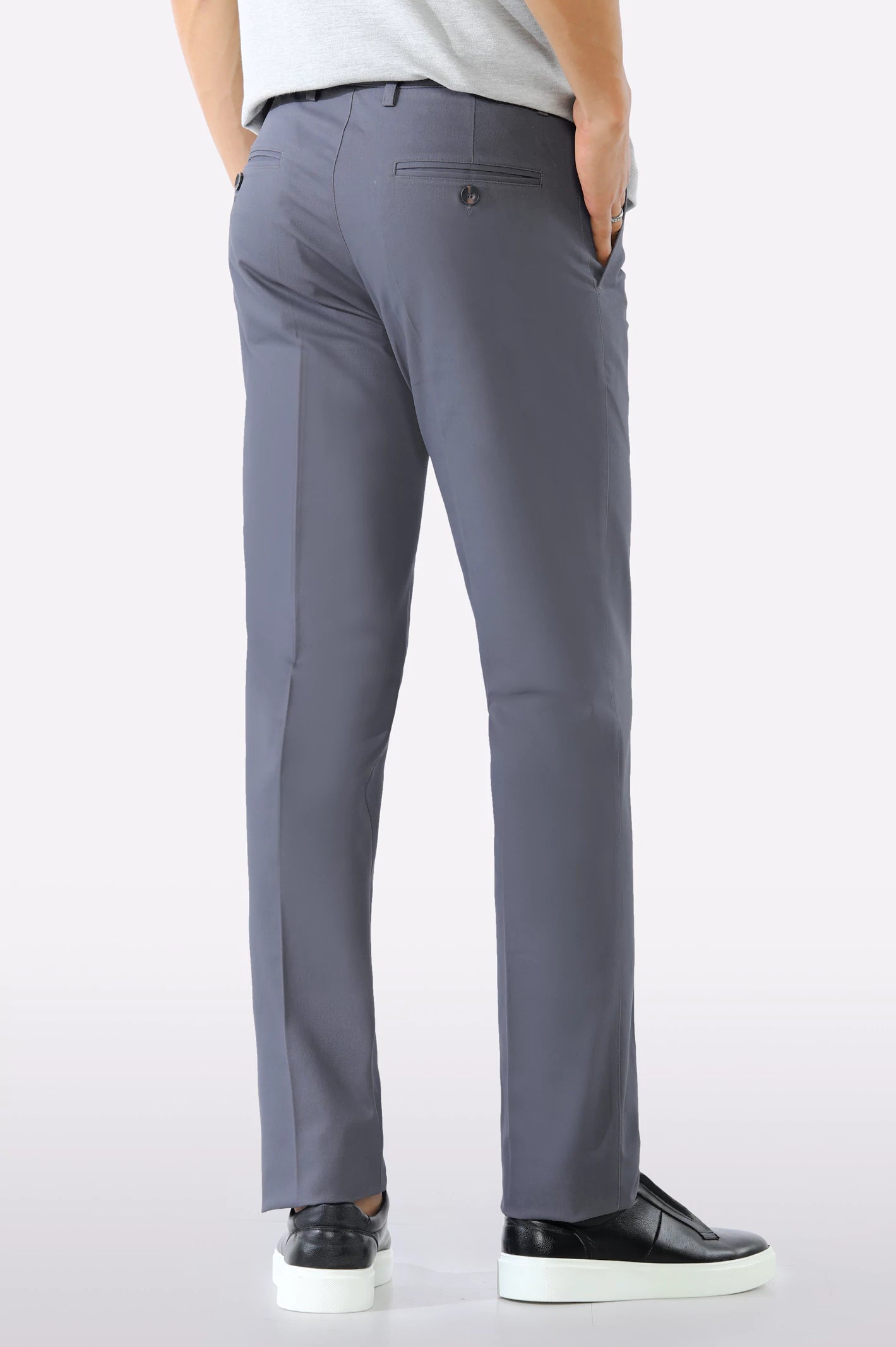 Grey Smart Fit Cotton Trouser - Image 3