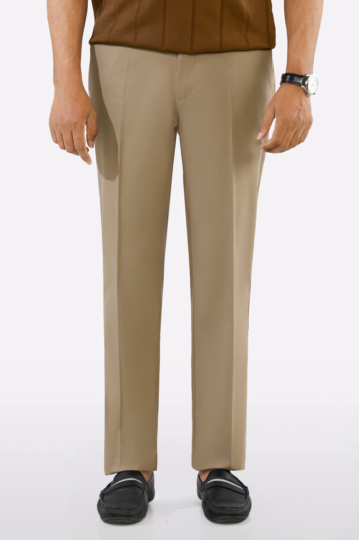 Khaki Smart Fit Cotton Trouser