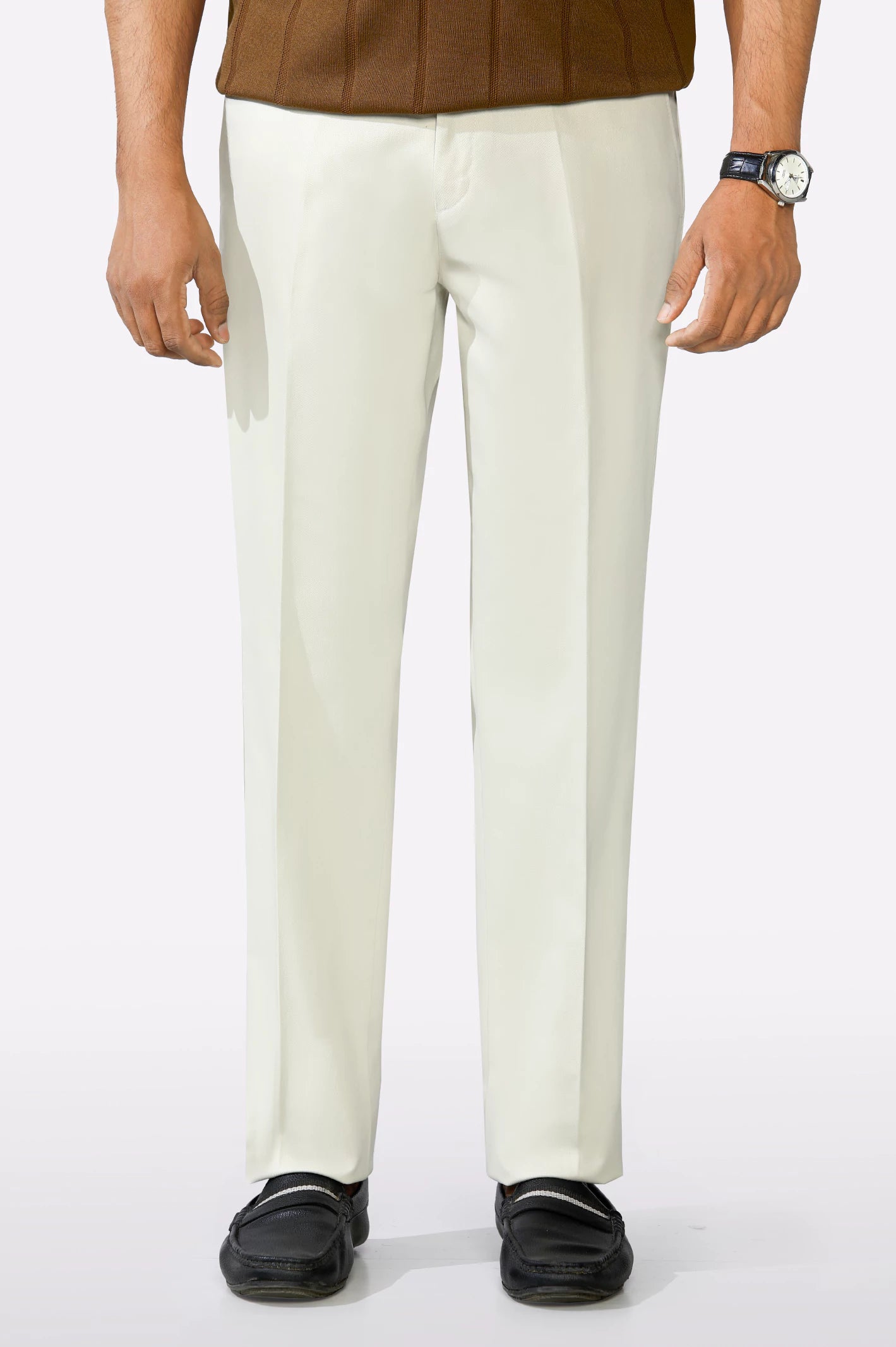 Off White Smart Fit Cotton Trouser