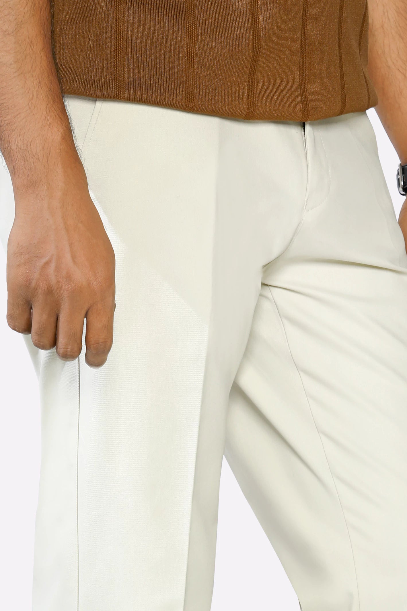 Off White Smart Fit Cotton Trouser - Image 2
