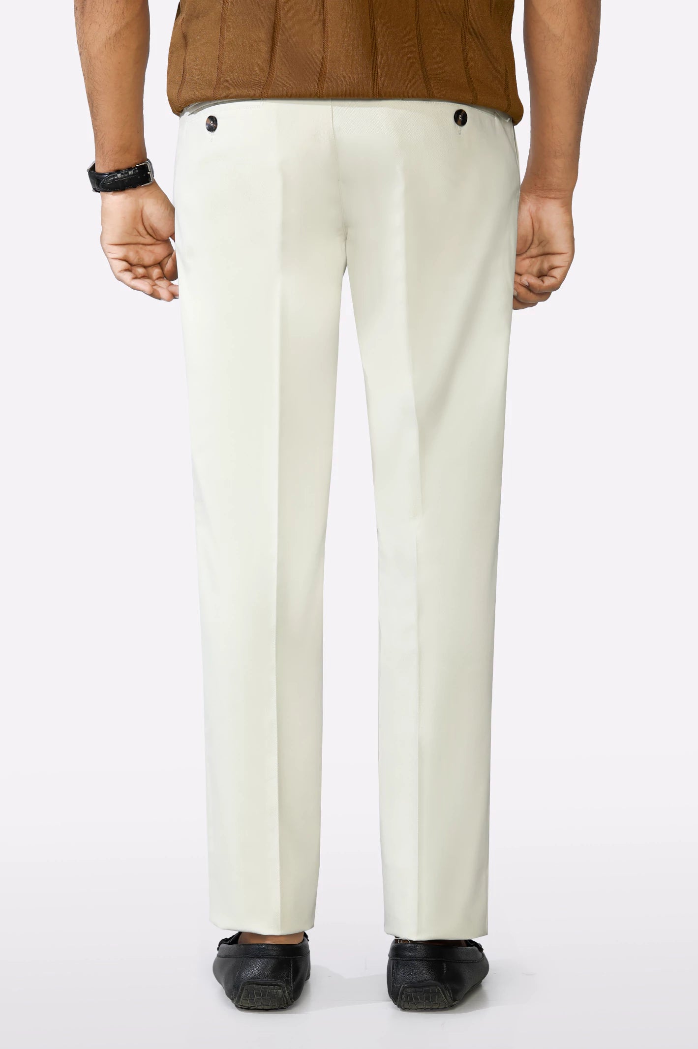 Off White Smart Fit Cotton Trouser - Image 3