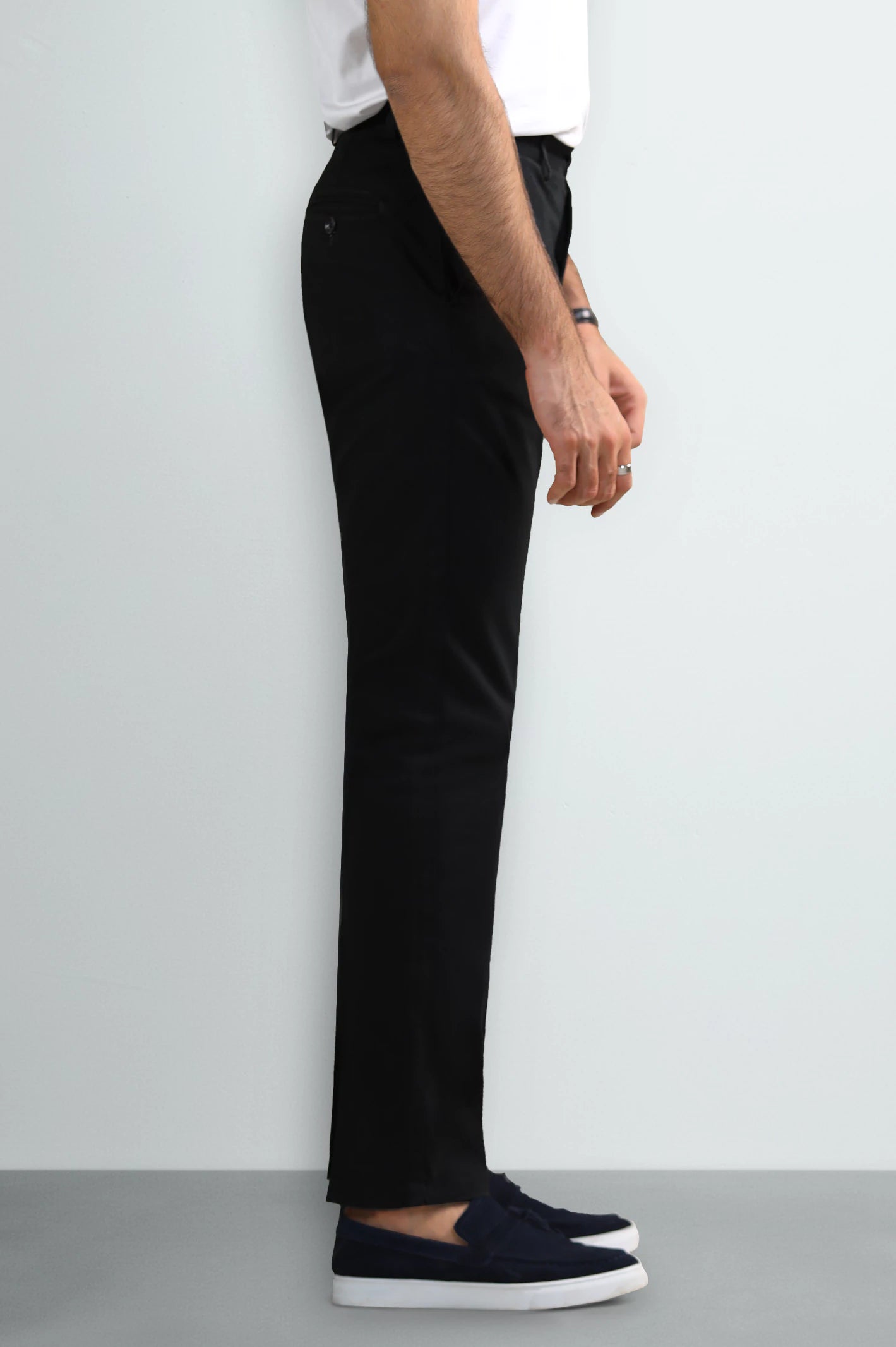 Black Smart Fit Cotton Trouser - Image 2
