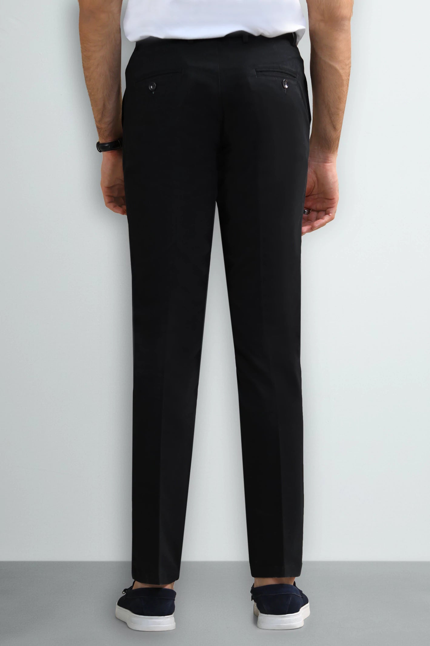 Black Smart Fit Cotton Trouser - Image 3