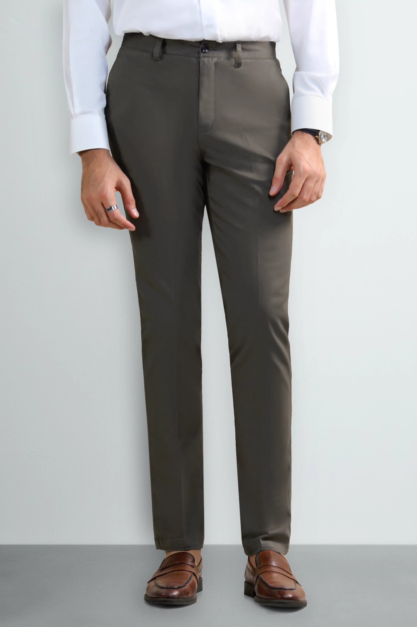 Dark Olive Smart Fit Cotton Trouser