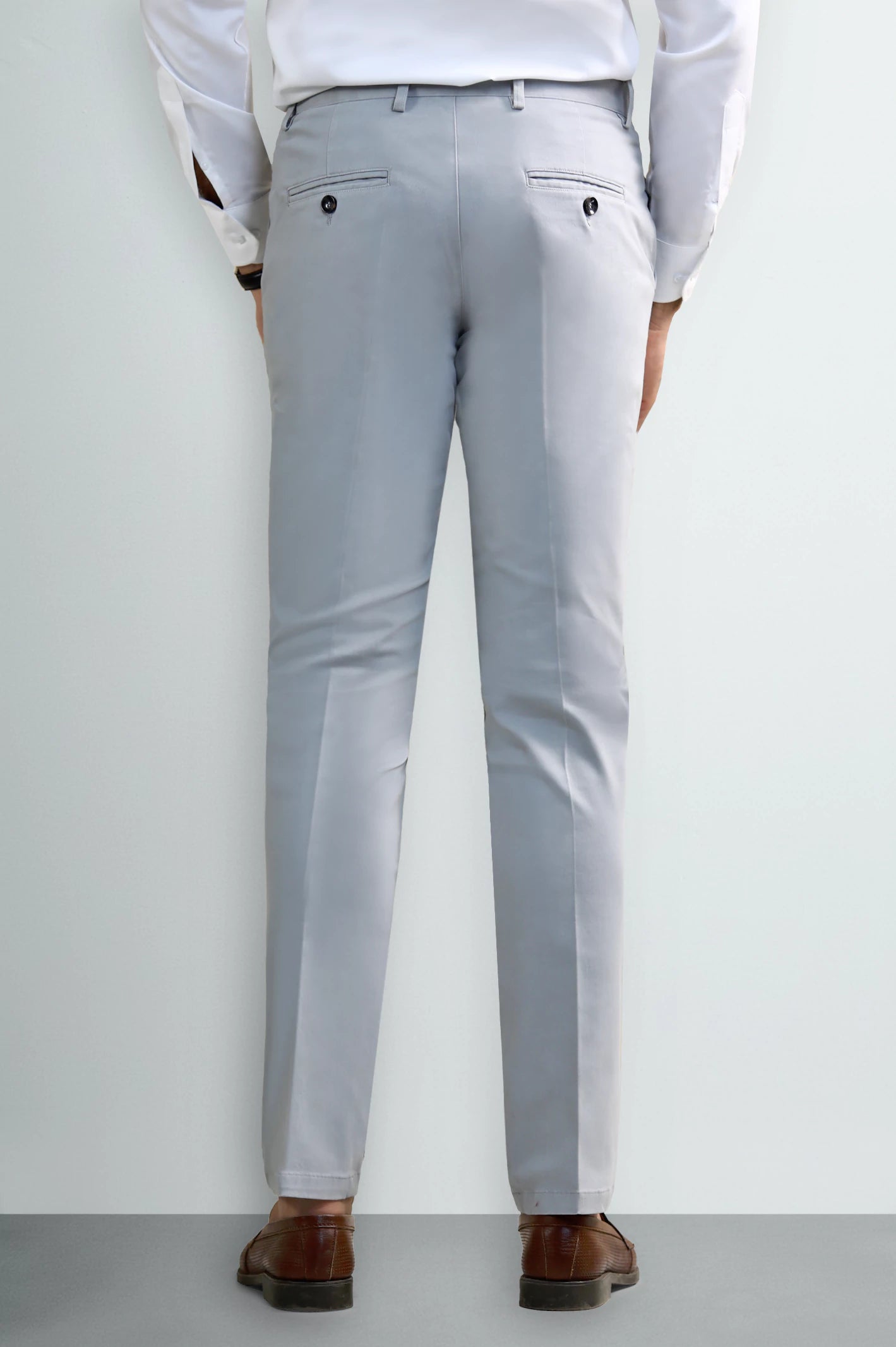 Silver Smart Fit Cotton Trouser - Image 3