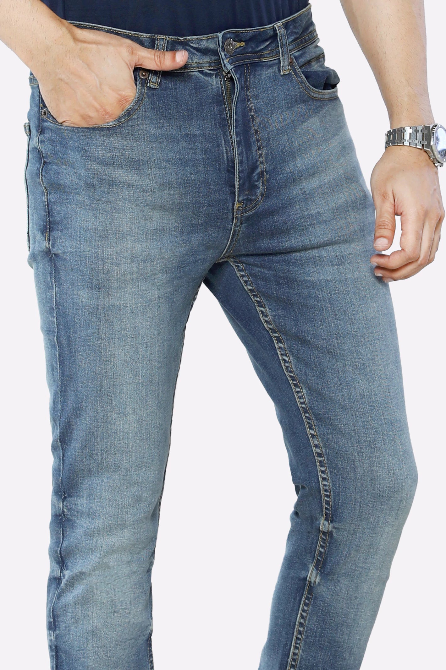 Medium Blue Slim Fit Jeans - Image 2