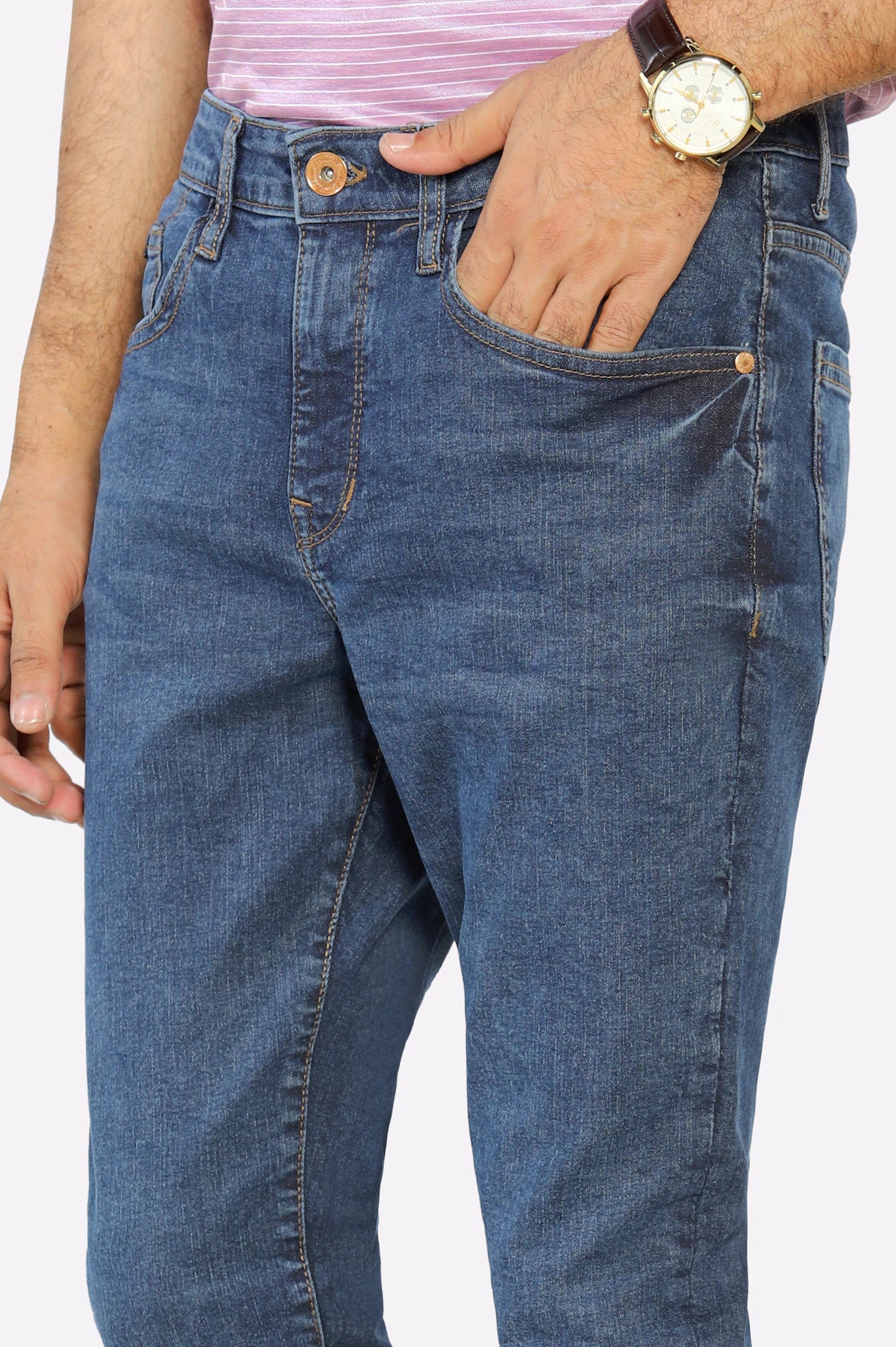 Dark Blue Modern Slim Fit Jeans - Image 2