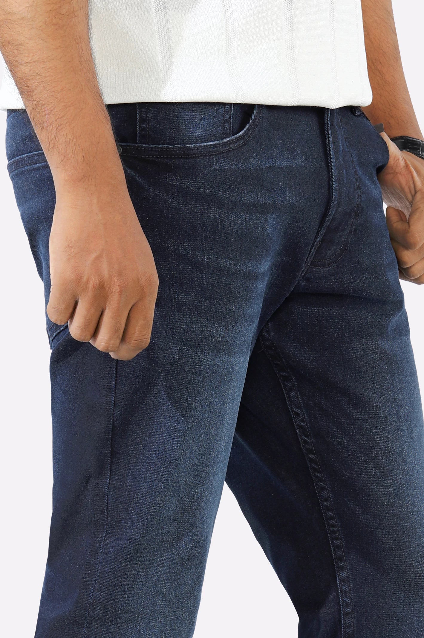 Dark Blue Modern Slim Fit Jeans - Image 2